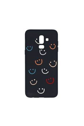 Samsung J8 Happy Smile Özel Tasarım Içi Kadife Lansman Kılıf Siyah (renkli Smile) RHK041