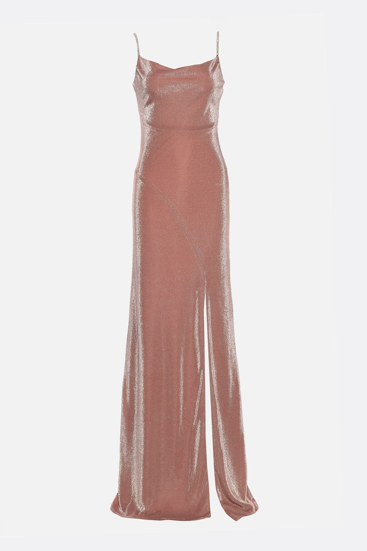 Trendyol Collection-Dlouhé večerní šaty na suchou růži TPRSS19UT0102 7