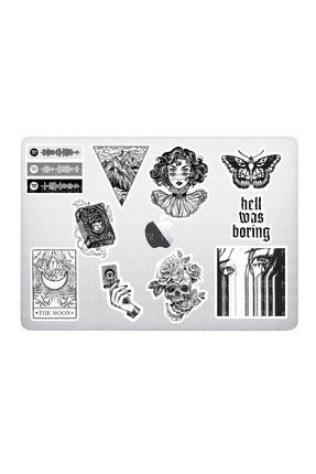 Goth Siyah Beyaz Temalı Laptop Notebook Tablet Sticker Seti (10 Adet) GOTH-01