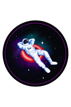 Donut Üzerinde Yatan Astronot Mouse Pad Uzay Fare Altlığı Yuvarlak Mouse Pad 20 cm Woofmodelf
