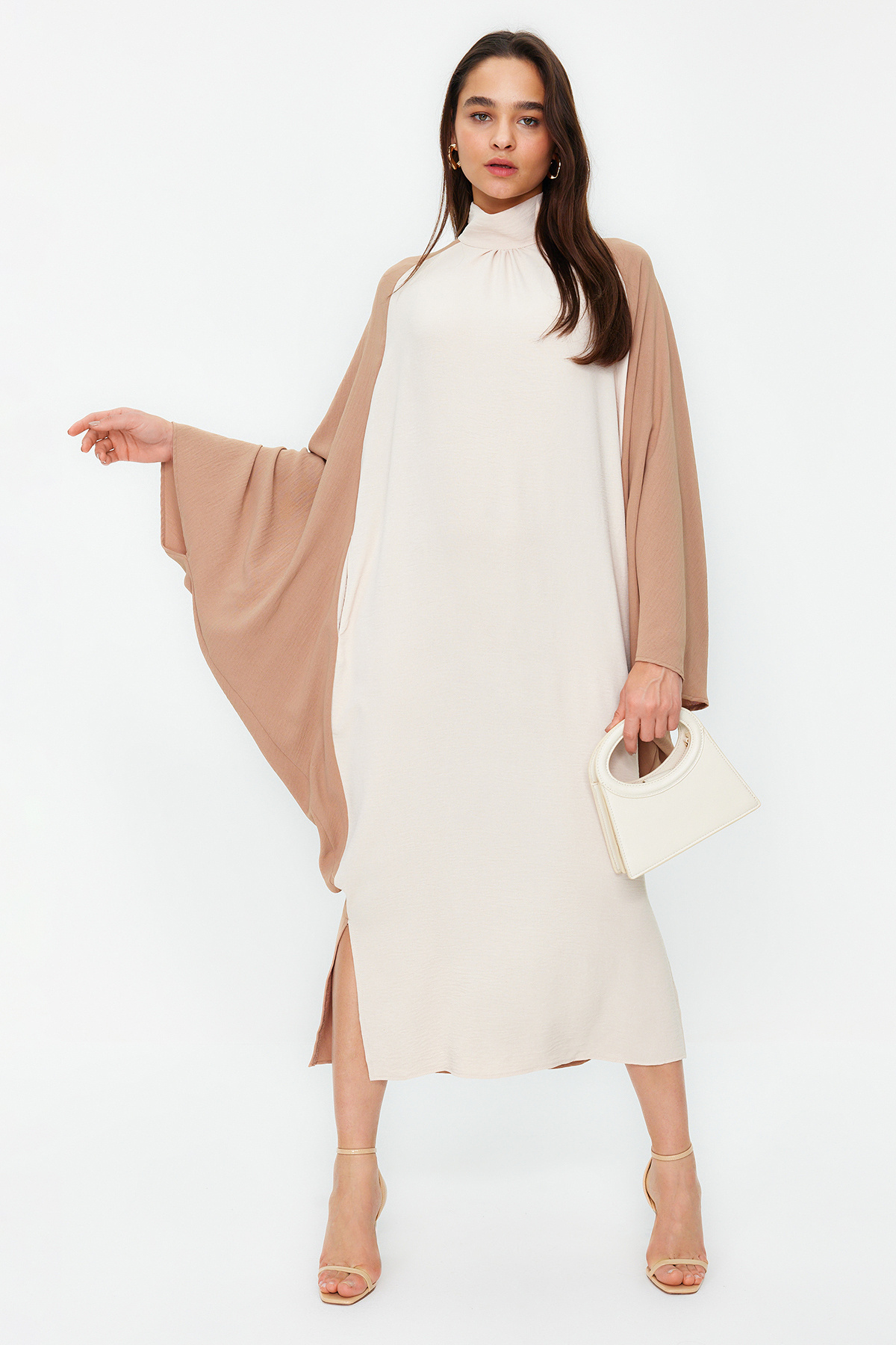 Trendyol Modest-Сукня-кафтан Tas з тканого аеробінового полотна Jalabiya TCTSS24KKKK00000 3