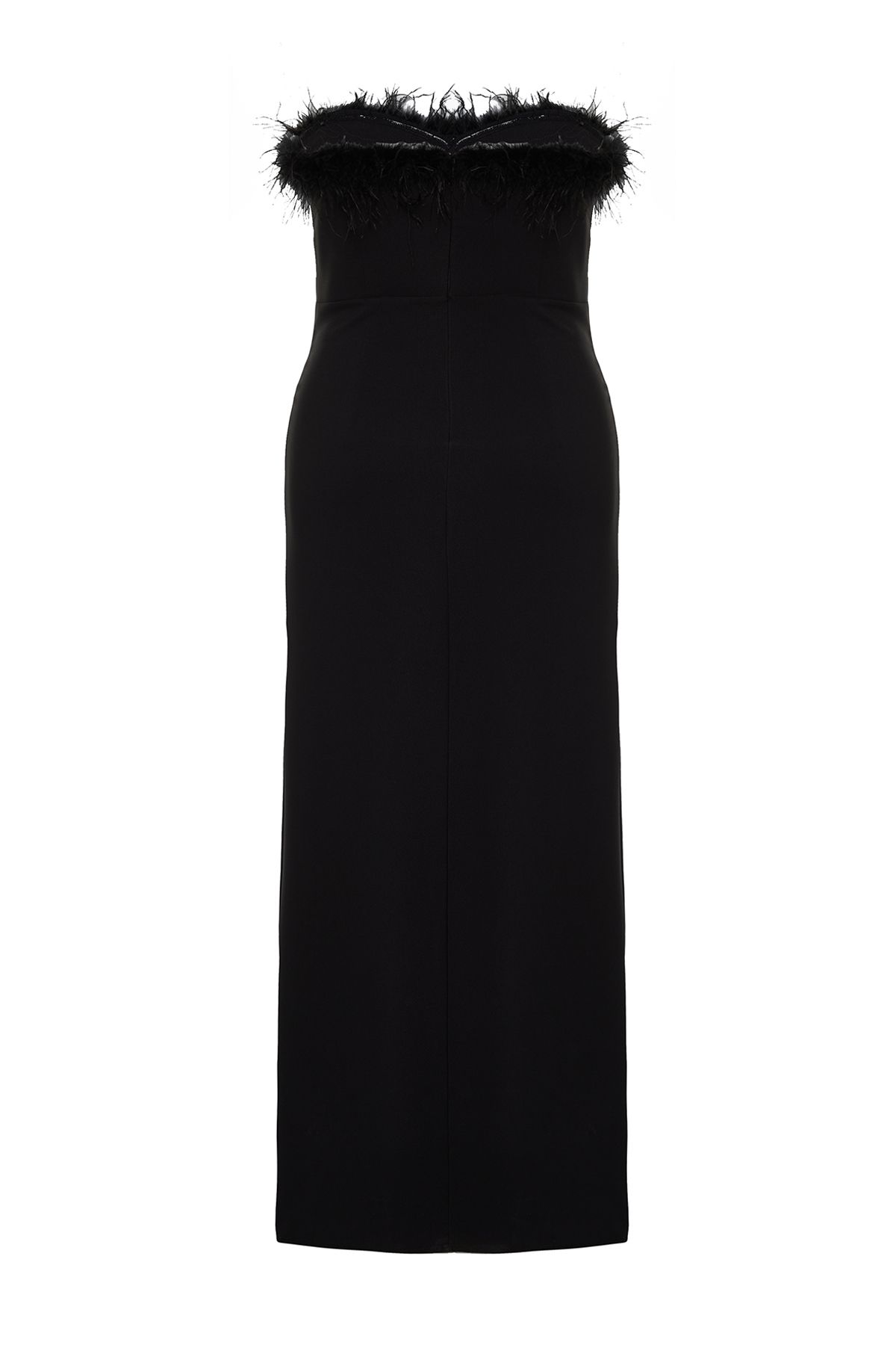 Trendyol Curve-Rochie neagră cu bretele/țesut fără bretele pentru petrecere/retur/rochie de seară TBBSS24AH00002 8