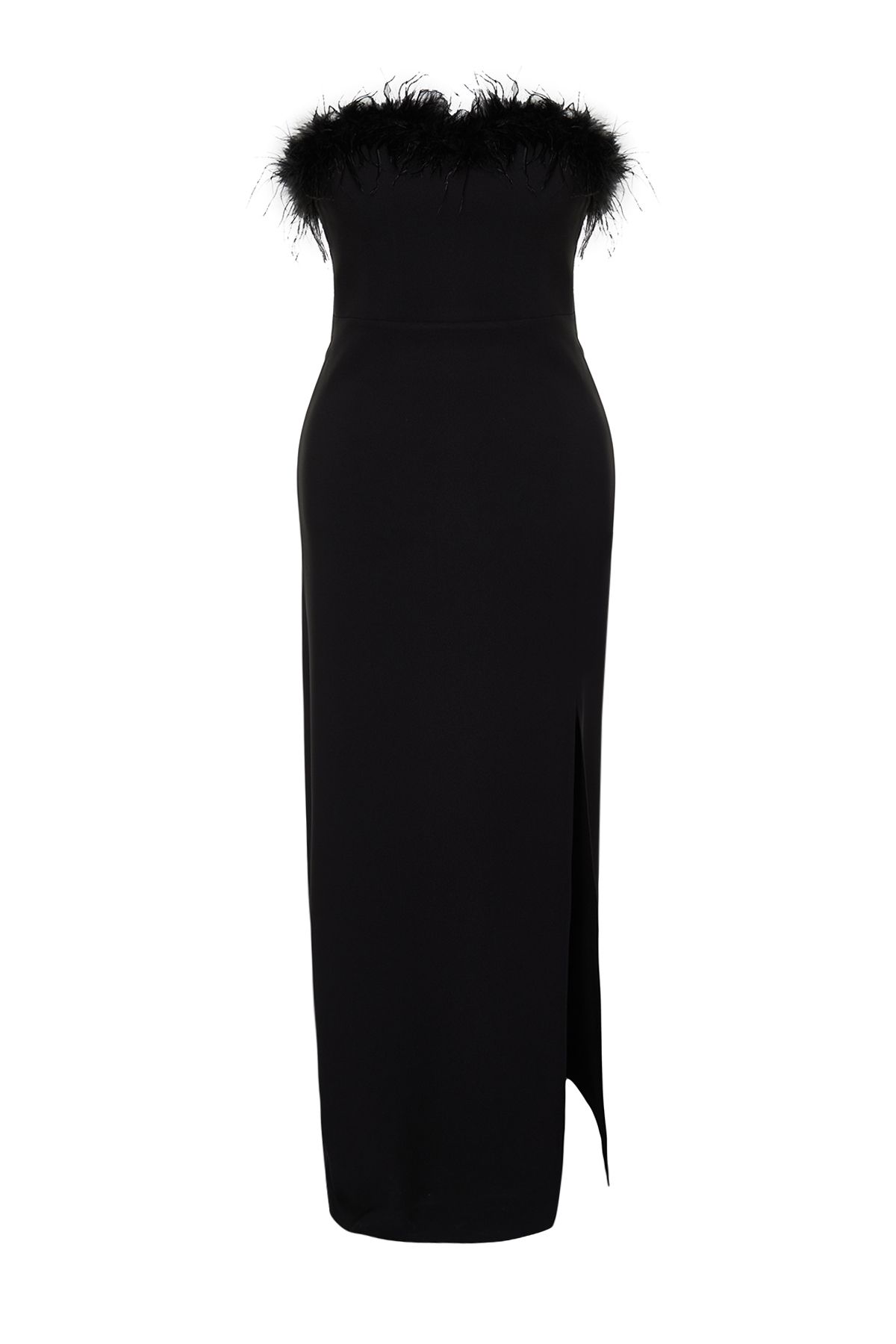 Trendyol Curve-Rochie neagră cu bretele/țesut fără bretele pentru petrecere/retur/rochie de seară TBBSS24AH00002 7