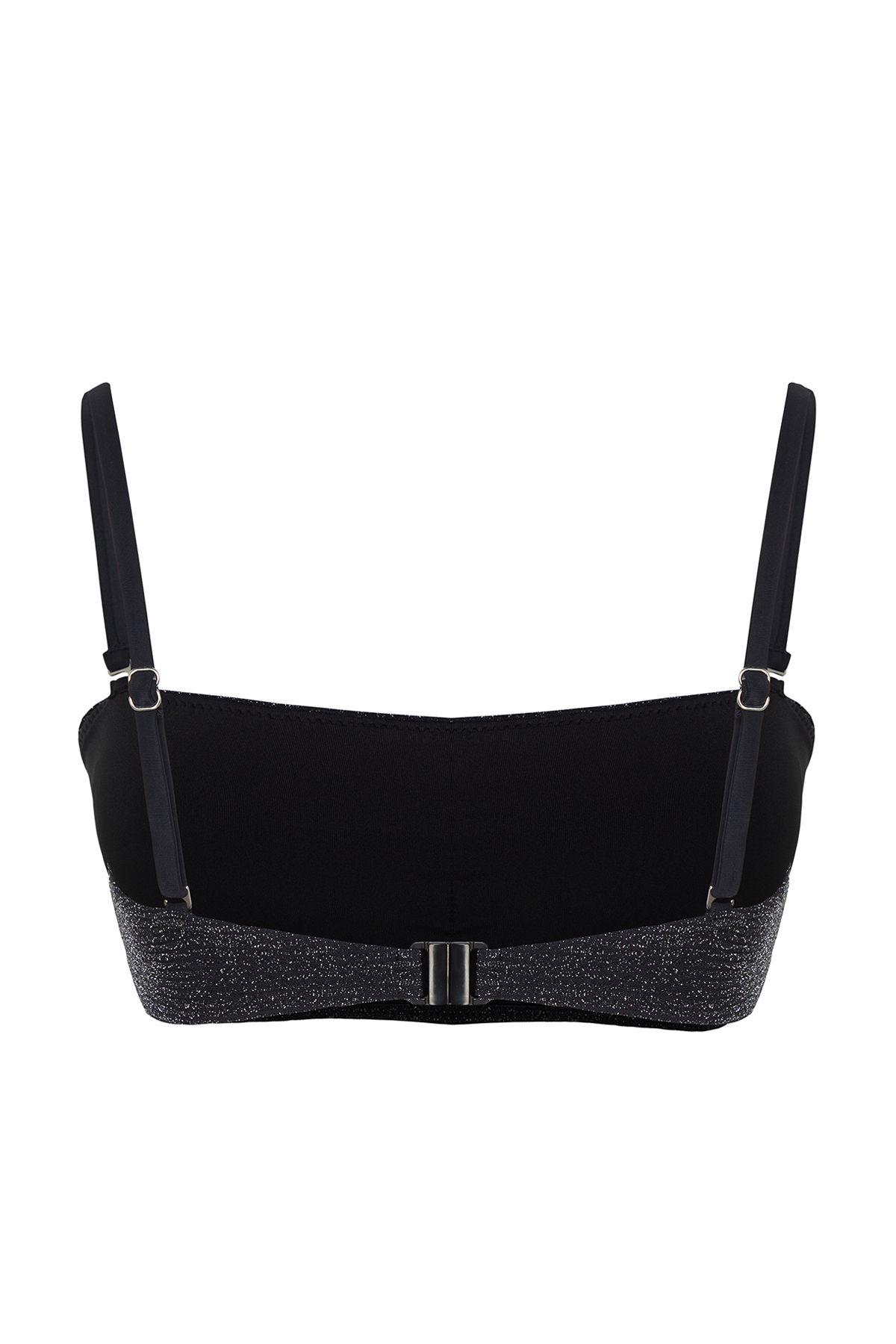 Trendyol Collection-Schwarzes, trägerloses, abnehmbares, silbernes Bikinioberteil TBESS24BU00089 7