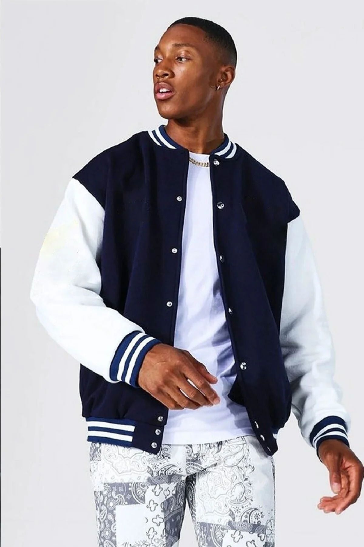 Dark blue varsity discount jacket