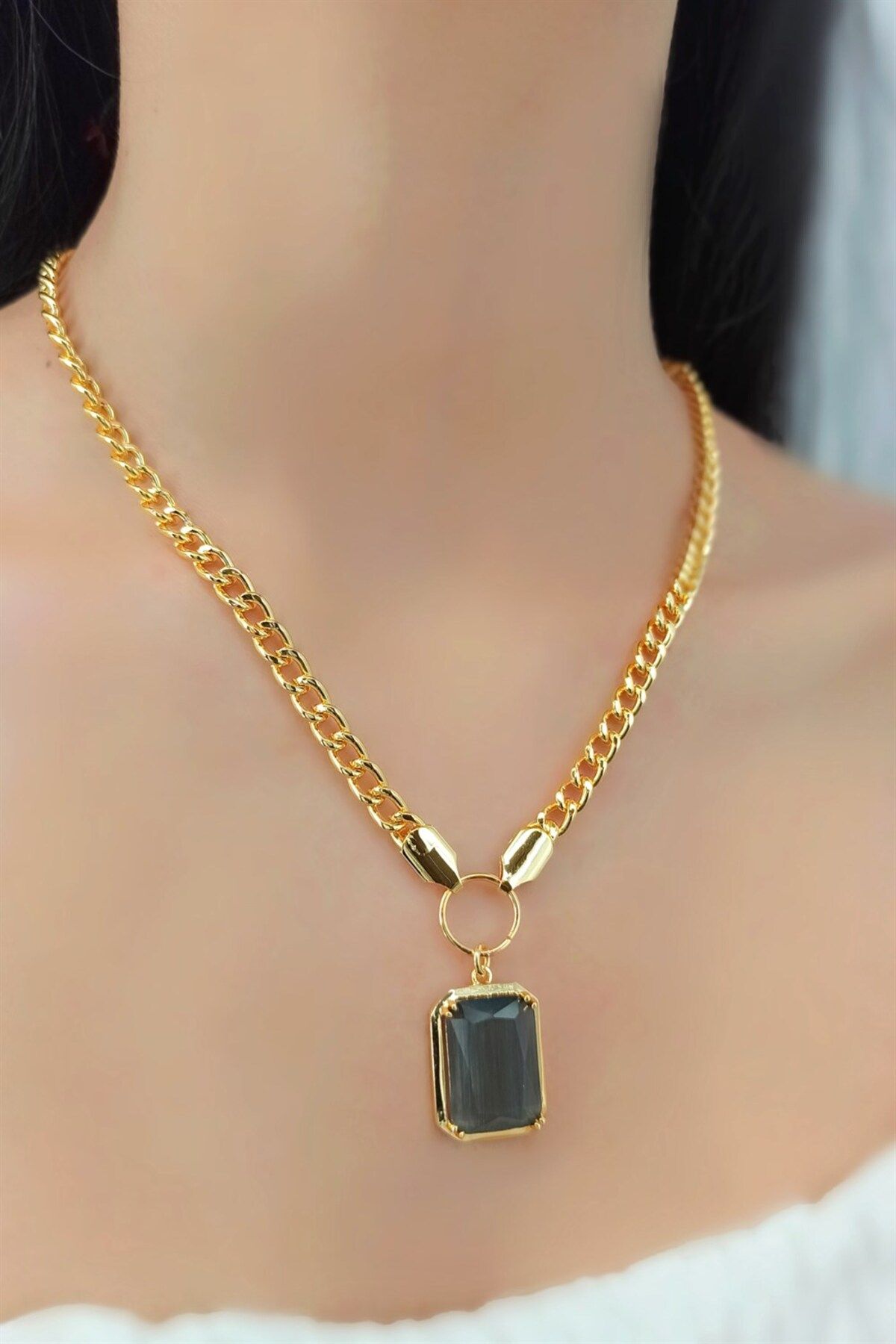 Square cheap stone necklace
