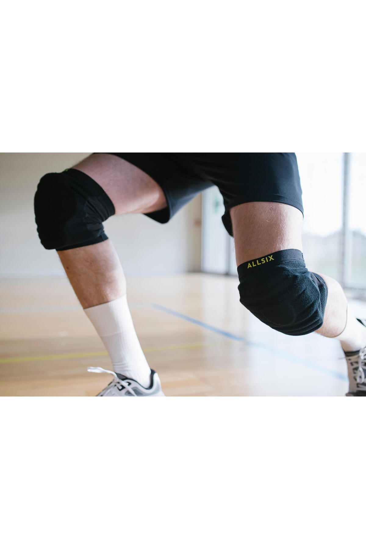 زانو بند والیبال سفید مردانه و زنانه زانوبند دوتايي واليبال مدل Allsix Volleyball Shin Guard دكتلون Decathlon