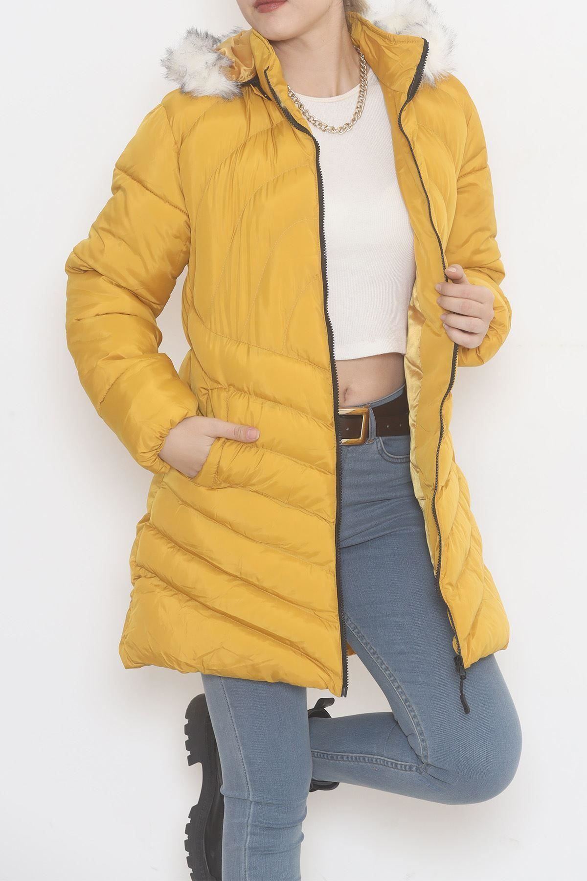MEVAFA Winter Jacket Yellow Regular fit Trendyol