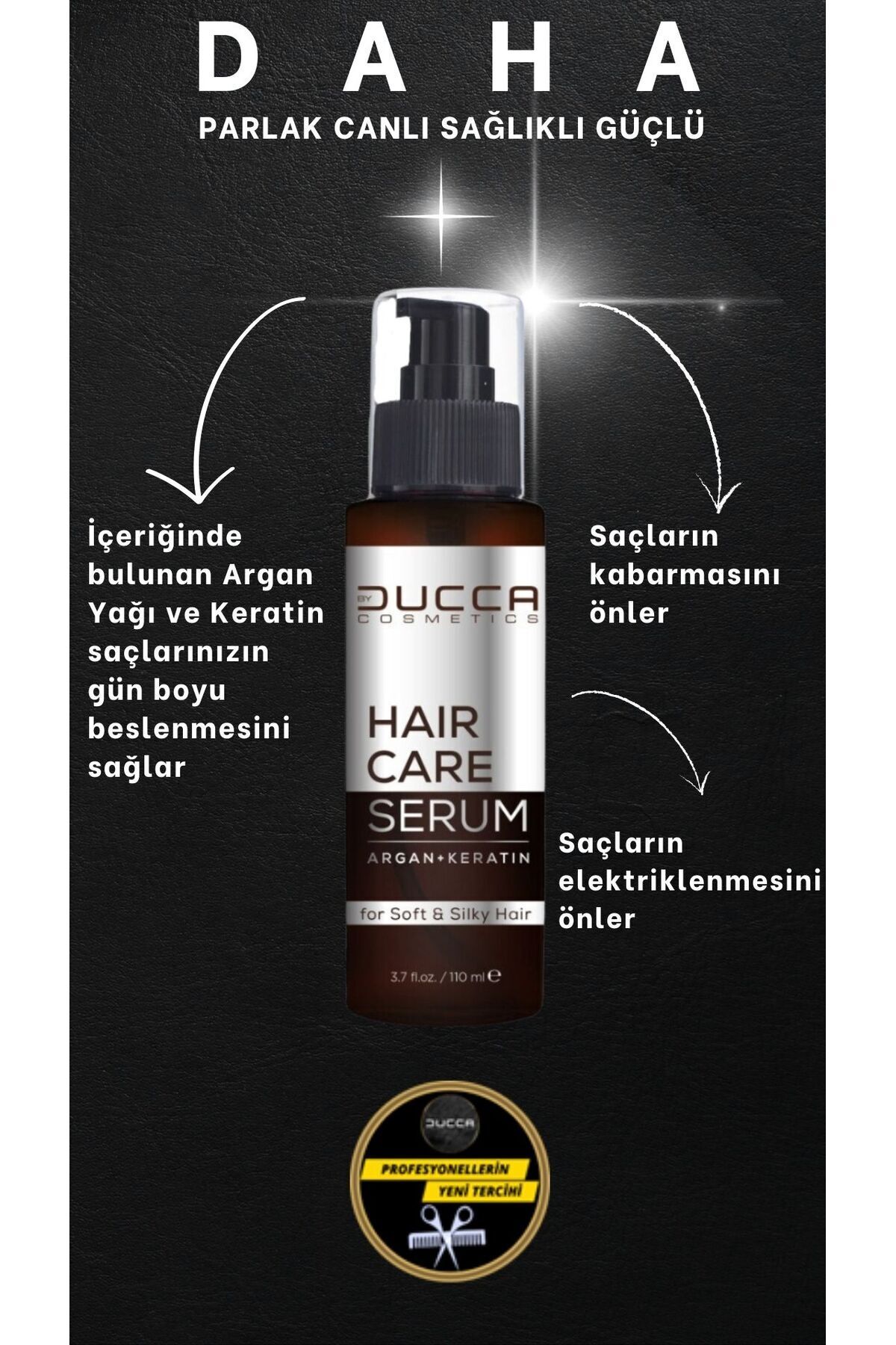 BY DUCCA Profesyonel Saç Bakım Serumu/yağı 110ml Argan Keratin (GÜÇLÜ VE PARLAK SAÇLAR) — Hair Care Serum Argan+Keratin