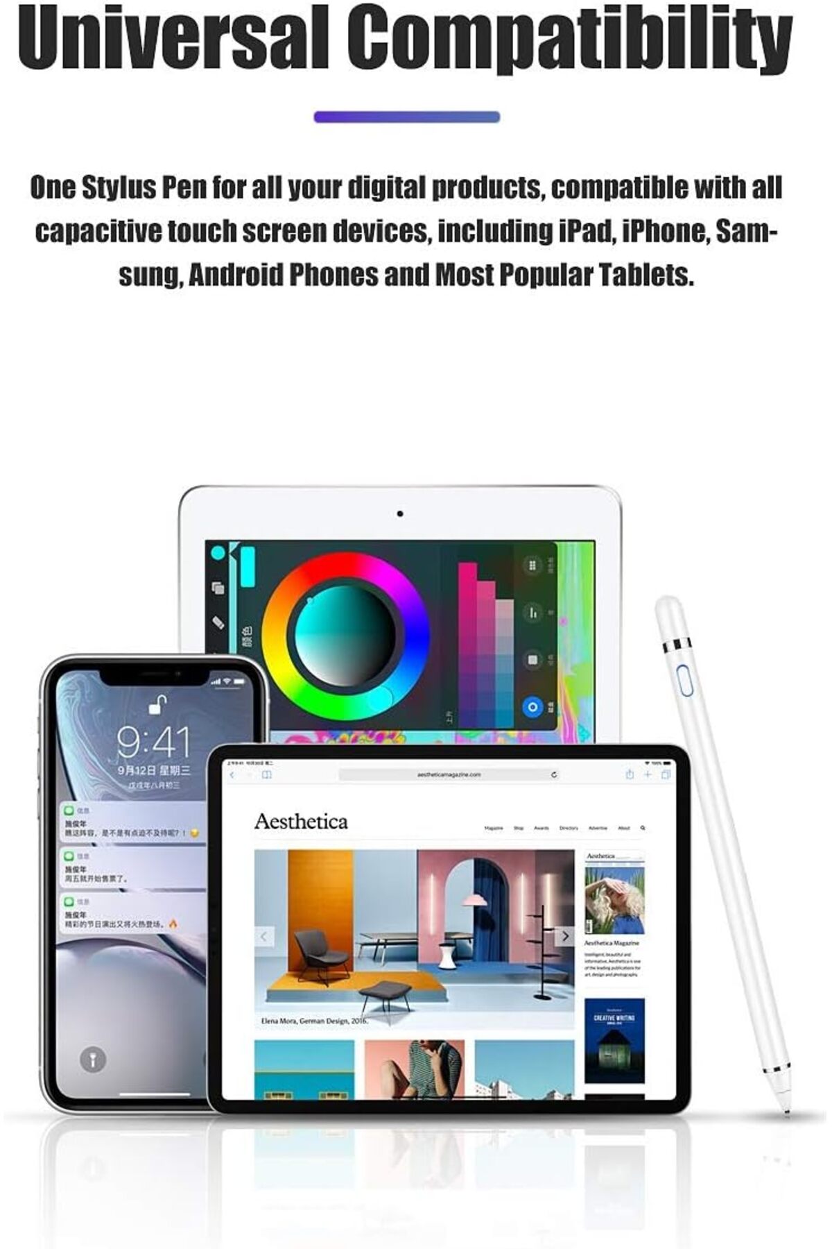 Samsung Galaxy Tab A9 8.7 inç SM-X110 Uyumlu Dokunmatik Çizim ve Tasarım İçin Active Stylus Pen 7