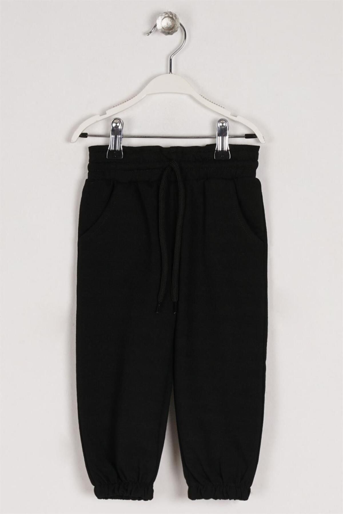 Girls black jogging bottoms clearance