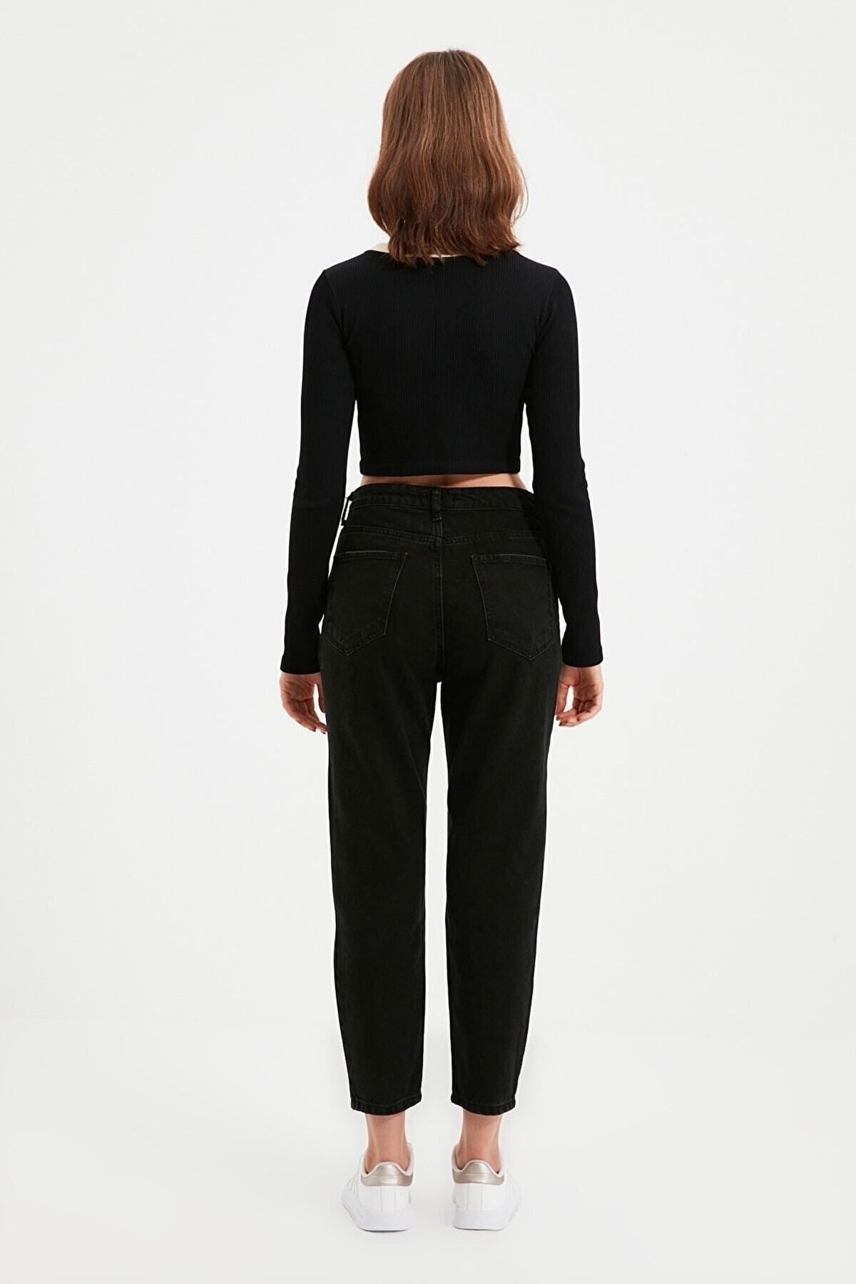MAKRAS EXCLUSIVE-Clara Boyfriend Black Colorfast Jeans Women's Boyfriend High Waist Lycra Jeans 2024 3