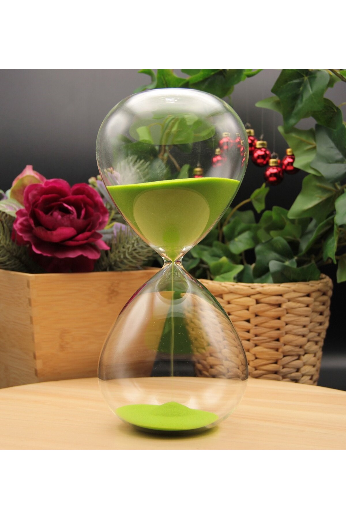 HEDİYEBİZİZ Cam Kum Saati 1 SAAT - YEŞİL