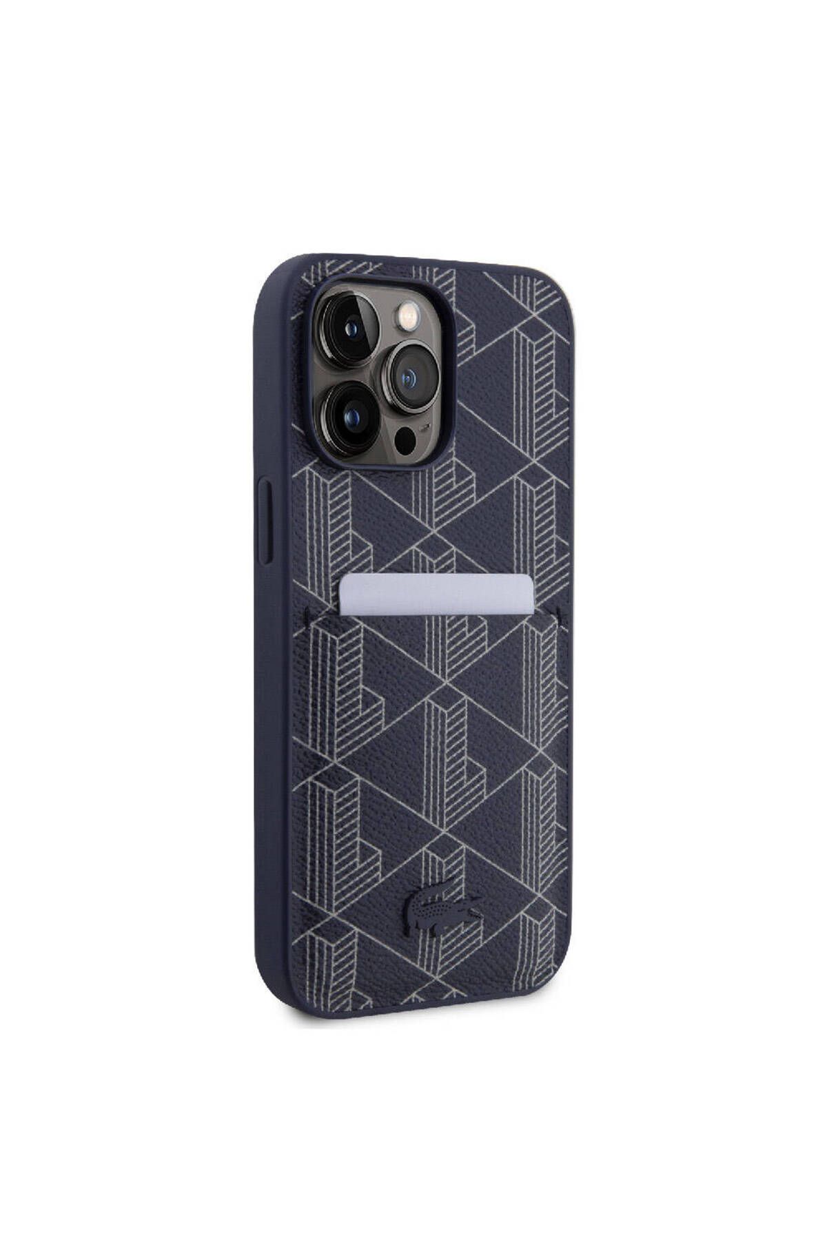 کاور و قاب آبی iPhone 15 Pro Max Case دارای مجوز MAGSAFE ویژگی PU Card چرمی Hacer Lacoste