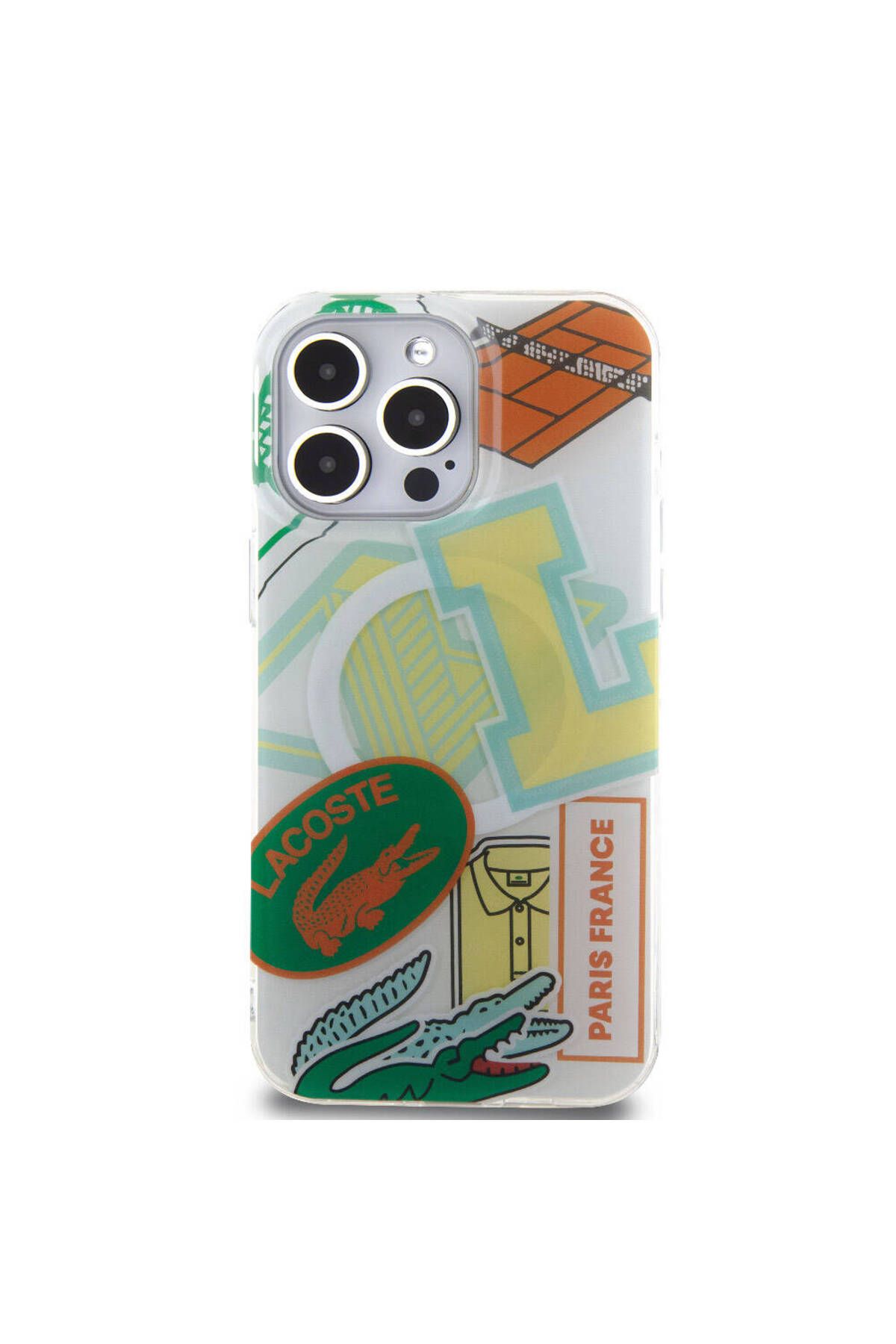 کاور و قاب زرد iPhone 15 Pro Max Case دارای مجوز MAGSAFE PATCHES YELLOD الگوی Lacoste