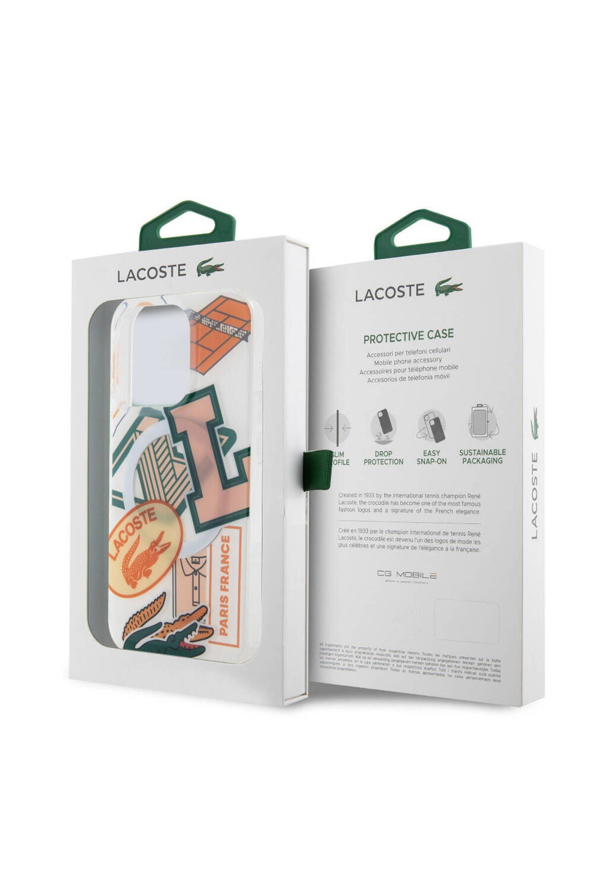 کاور و قاب نارنجی iPhone 15 Cover دارای مجوز Magsafe شارژ تکه های الگوی Lacoste