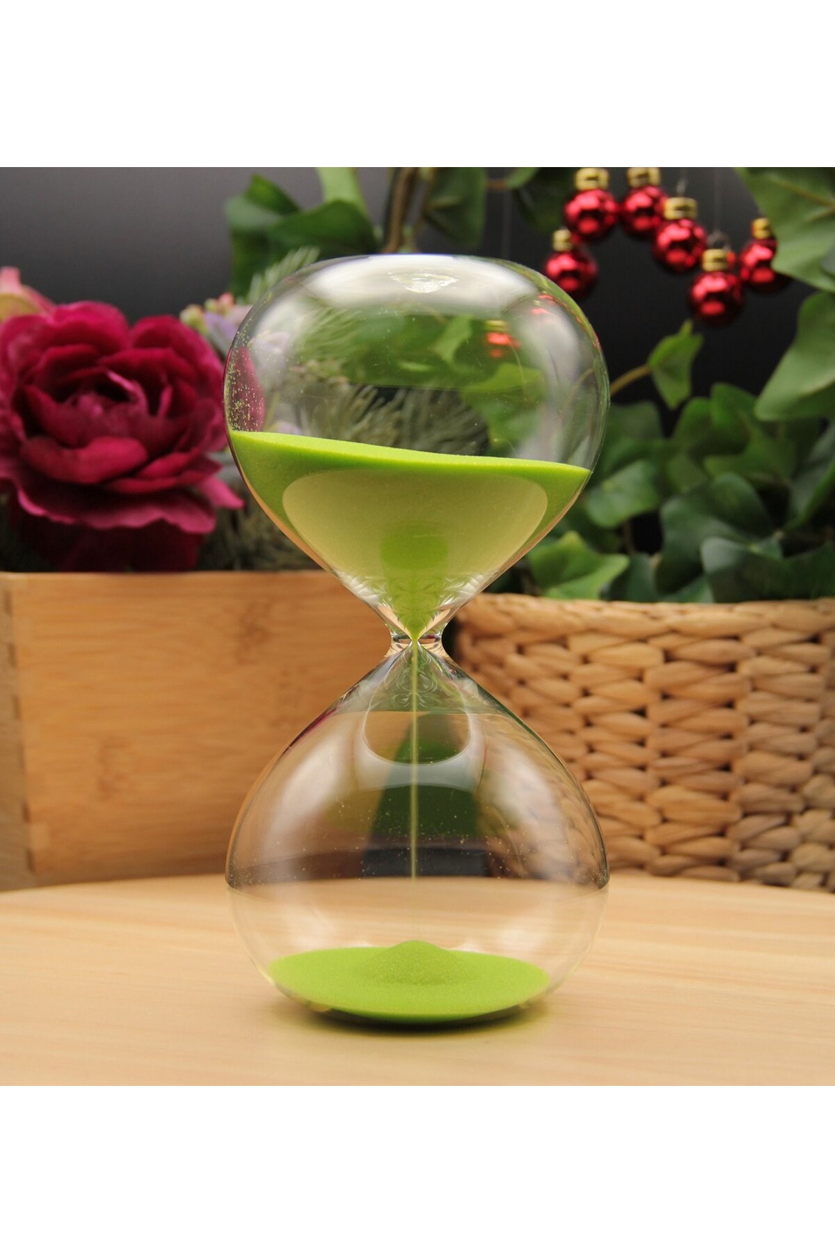 HEDİYEBİZİZ Cam Kum Saati 30 Dakika - YEŞİL