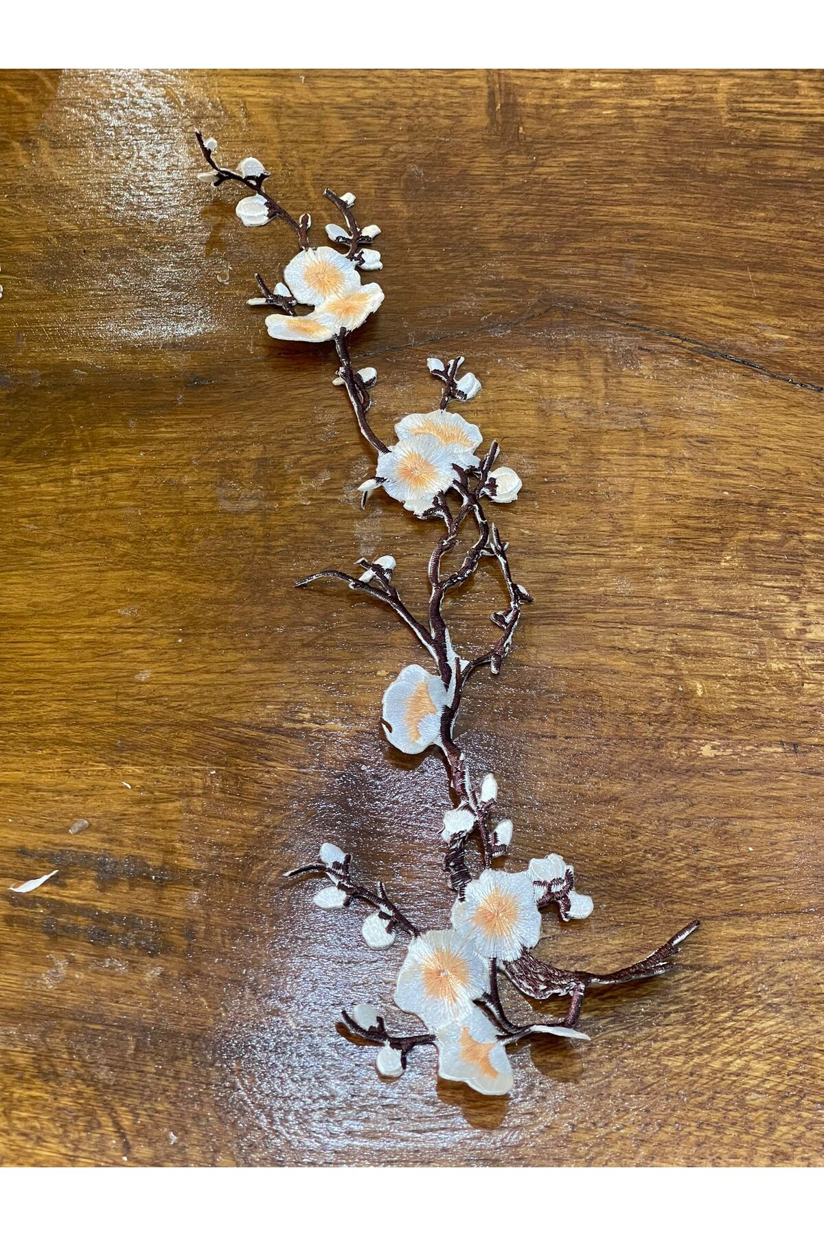 Gönülden Tasarım 35x8 Cm Ütü Ile Yapışan Gül Dalı Çiçek Sarmaşık Nakış Işleme Aplike Arma Dikiş Nakış Altın