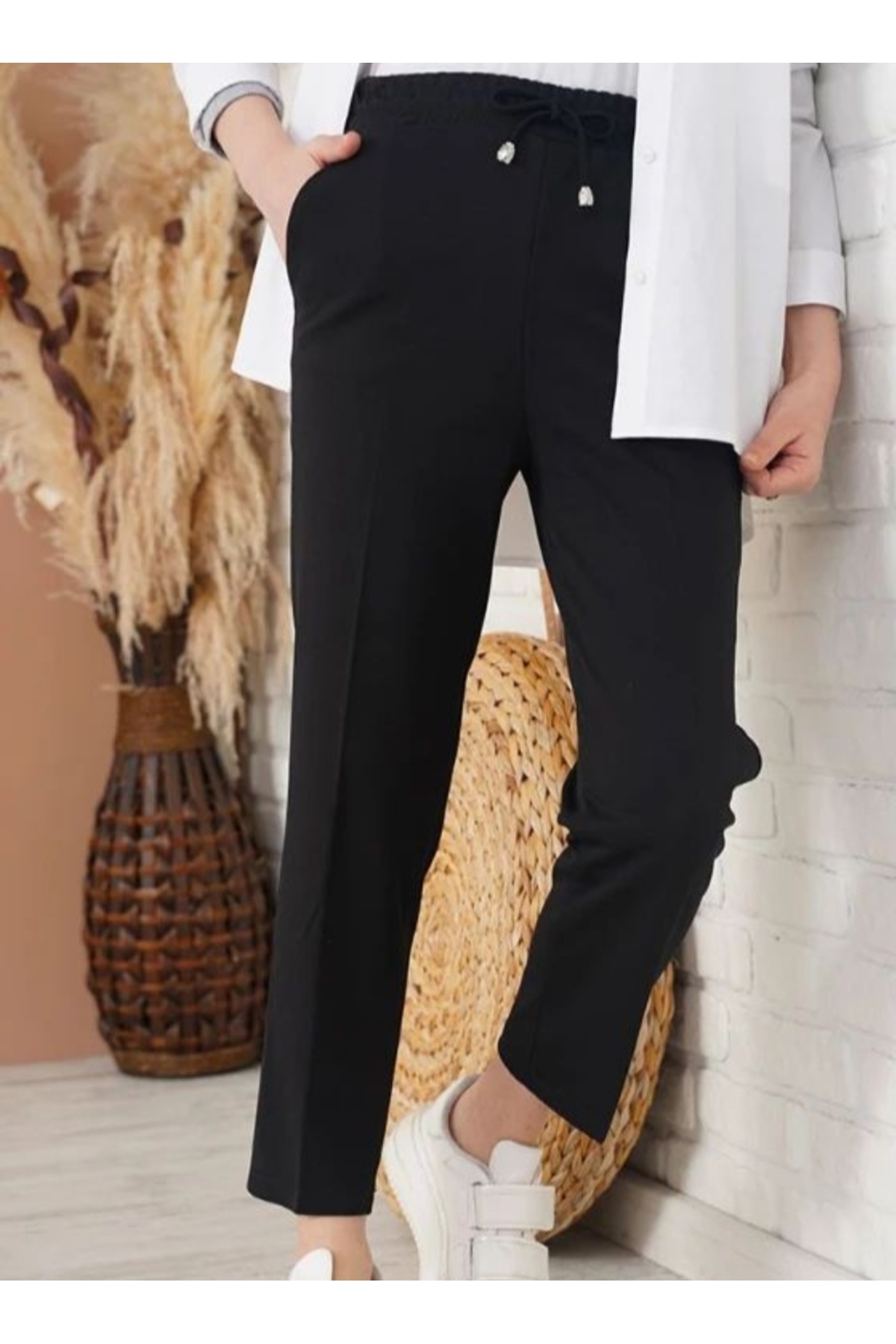 DHDmoda Sa džepovima Mrkva uske pantalone sa elastičnim strukom