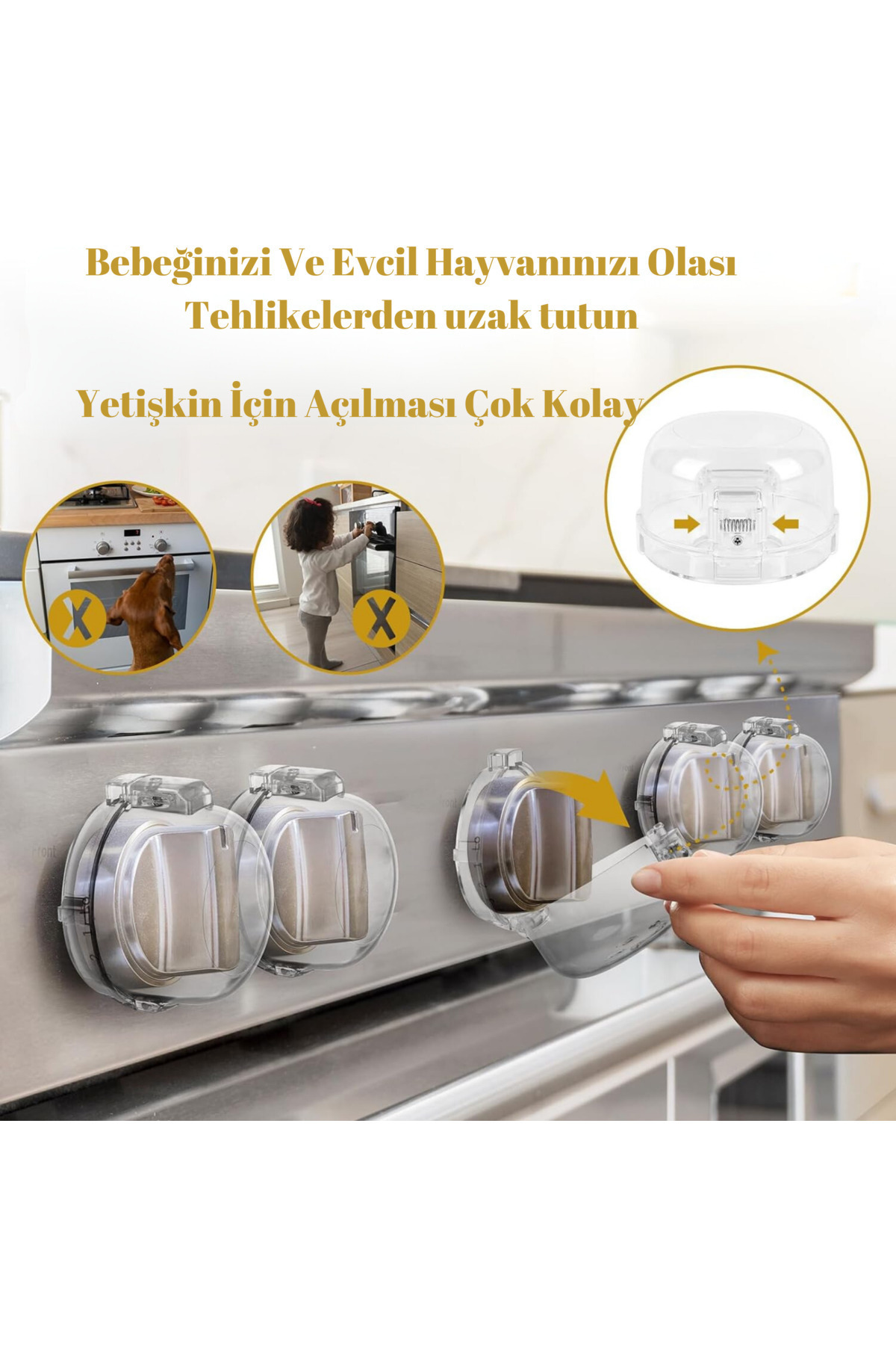 Miningaa 8 Adet Iz Bırakmaz Montajsız Ocak Ve Fırın Gaz Düğmesi Kapatıcı Güvenlik Kapağı Bebek Güvenlik fotoğrafı 2 (önizleme)