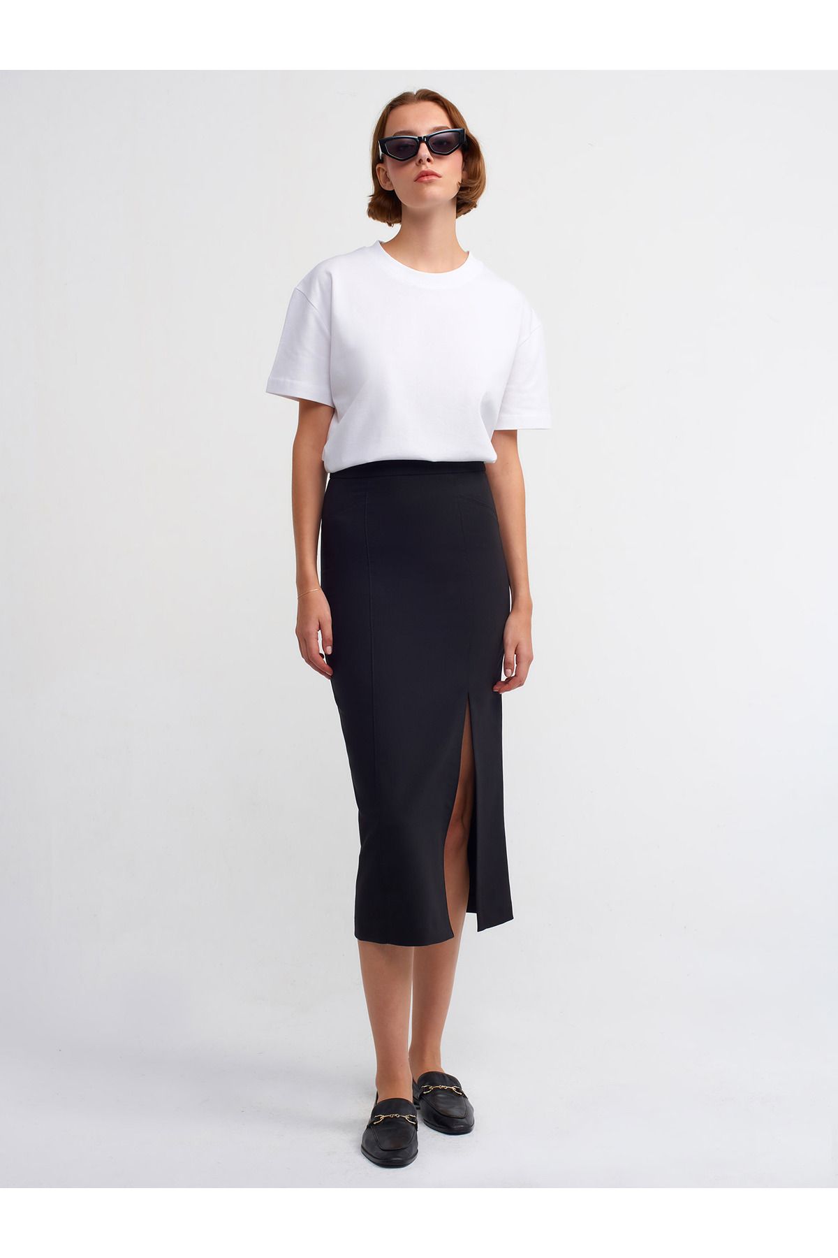 Dilvin 80806 Slit Pencil Skirt Black Trendyol