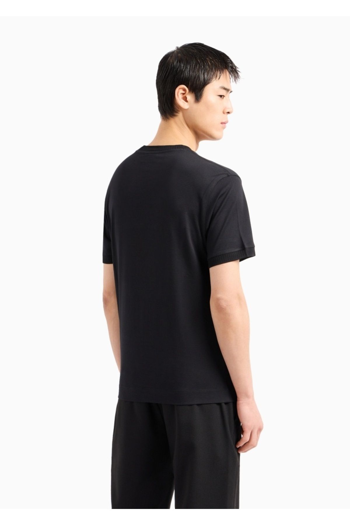 تی شرت مشکی1 روزانه 3D1TN3 1JOCZ-0033 نشان‌واره مارک مردانه نخی منظم Emporio Armani