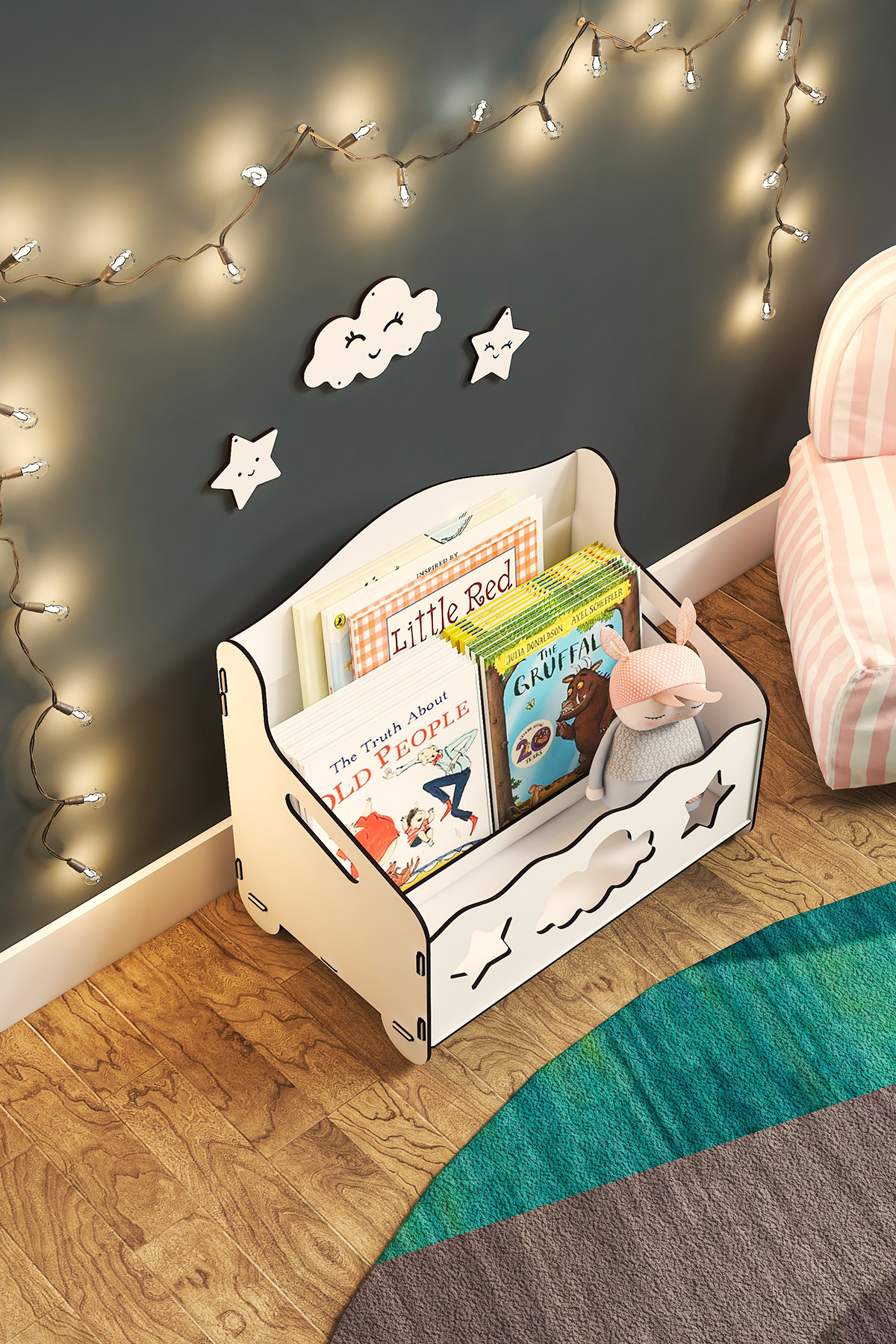 Mingitav Monte Montessori Bank Kitaplık Dergilik Çocuk Odası Ahşap MDF Bebek Kitaplığı Mini Çocuk Kitaplığı fotoğrafı 5 (önizleme)