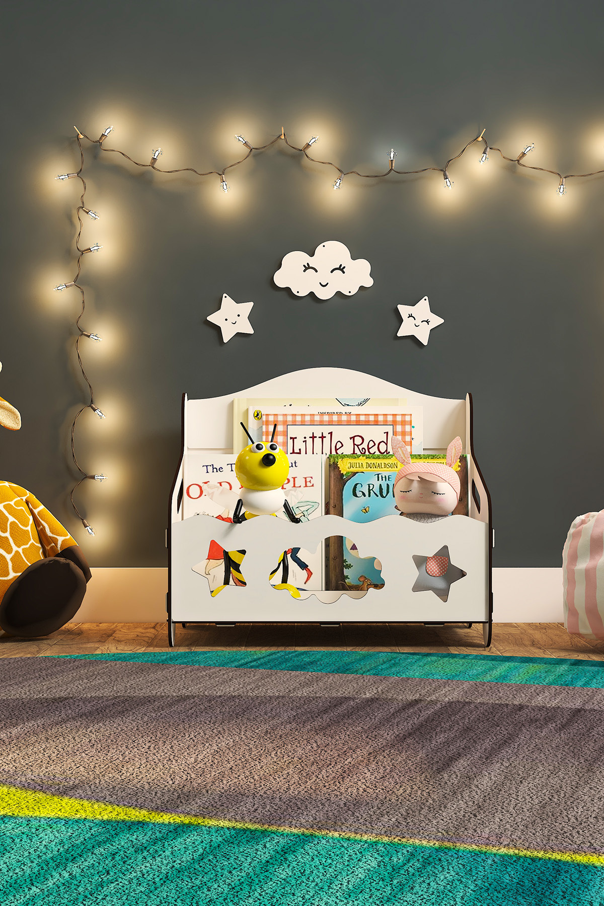 Mingitav Monte Montessori Bank Kitaplık Dergilik Çocuk Odası Ahşap MDF Bebek Kitaplığı Mini Çocuk Kitaplığı fotoğrafı 3 (önizleme)
