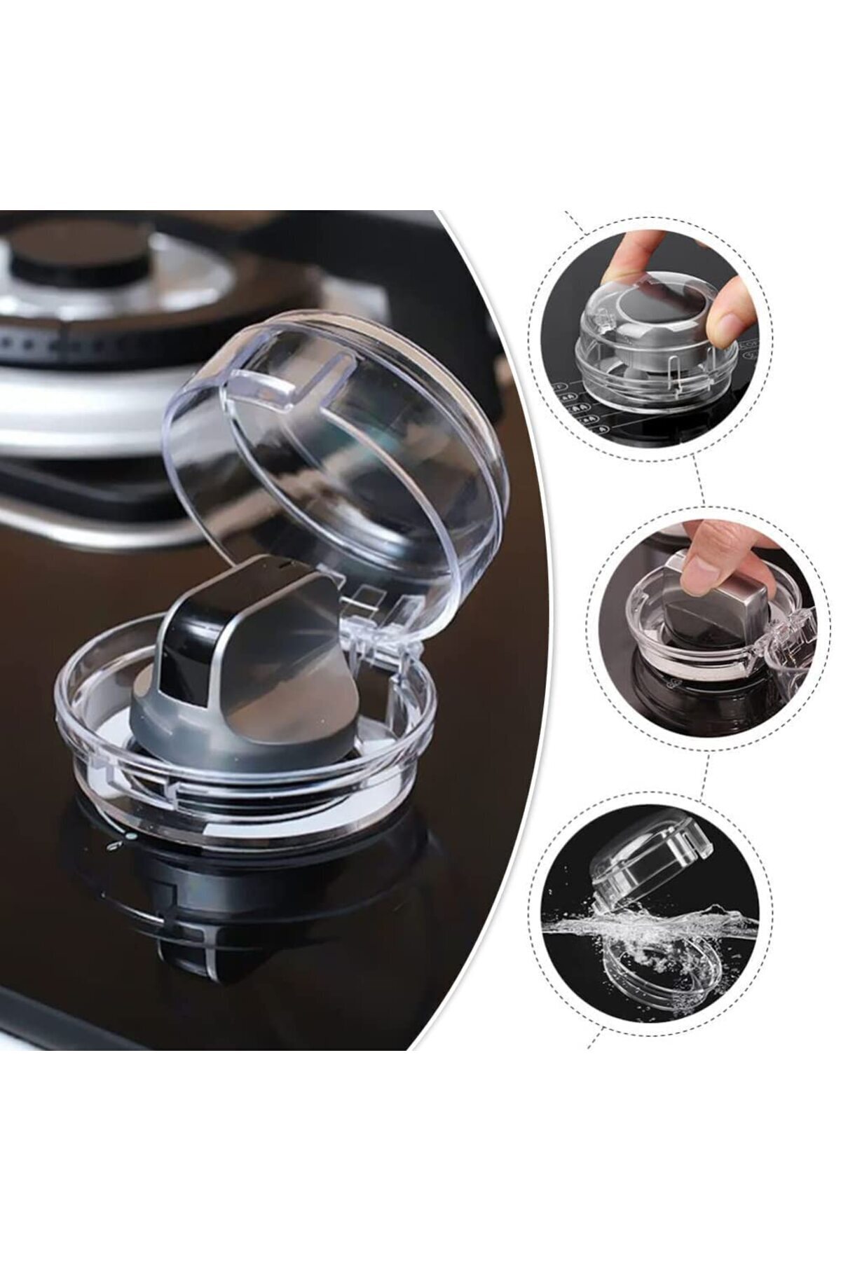 Miningaa 2 Adet Iz Bırakmaz Montajsız Ocak Ve Fırın Gaz Düğmesi Kapatıcı Güvenlik Kapağı Bebek Çocuk Güvenlik fotoğrafı 3 (önizleme)