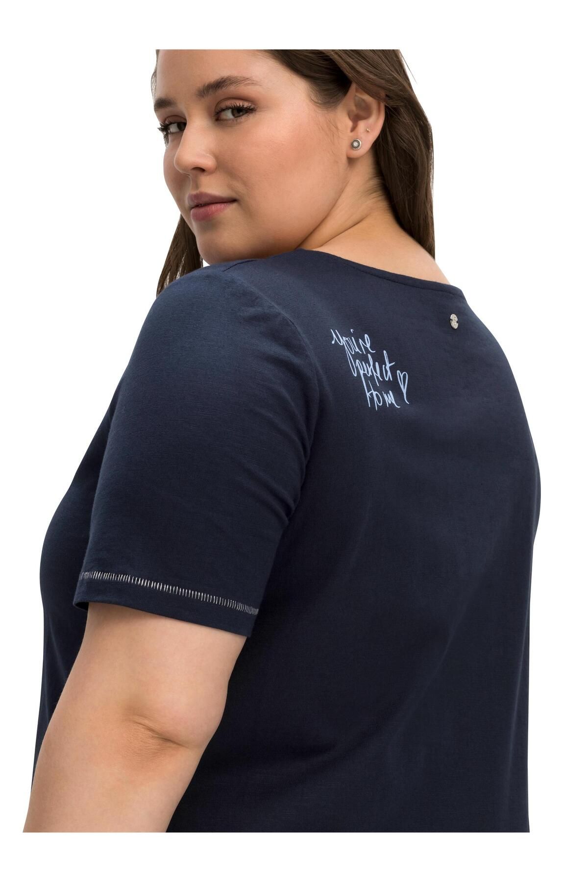 Sheego T-Shirt - Blau - Regular Fit - Trendyol