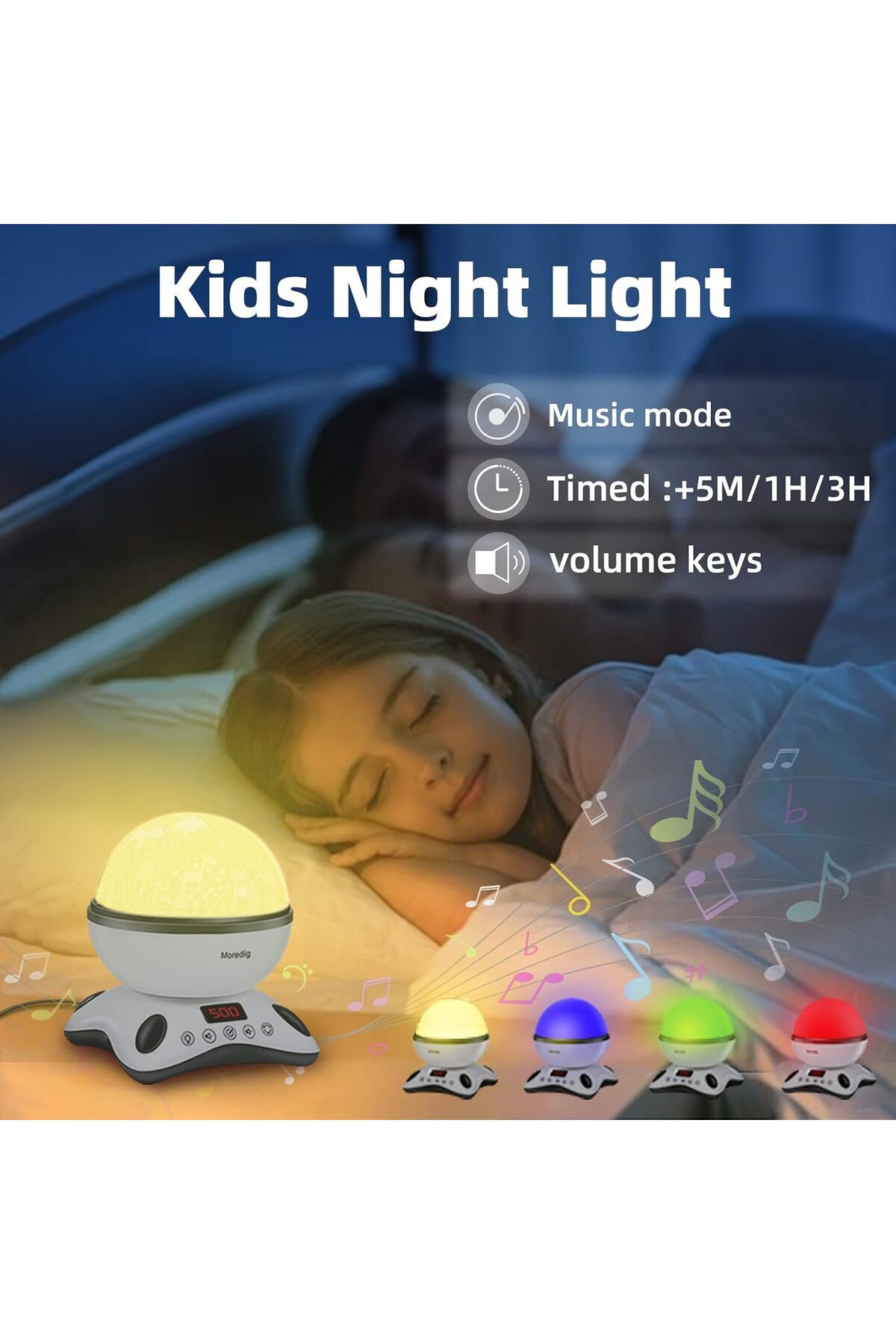 Genetic-Moredig Baby Projector - 8 Lighting Night Lamp with 12 Music and Timer 4