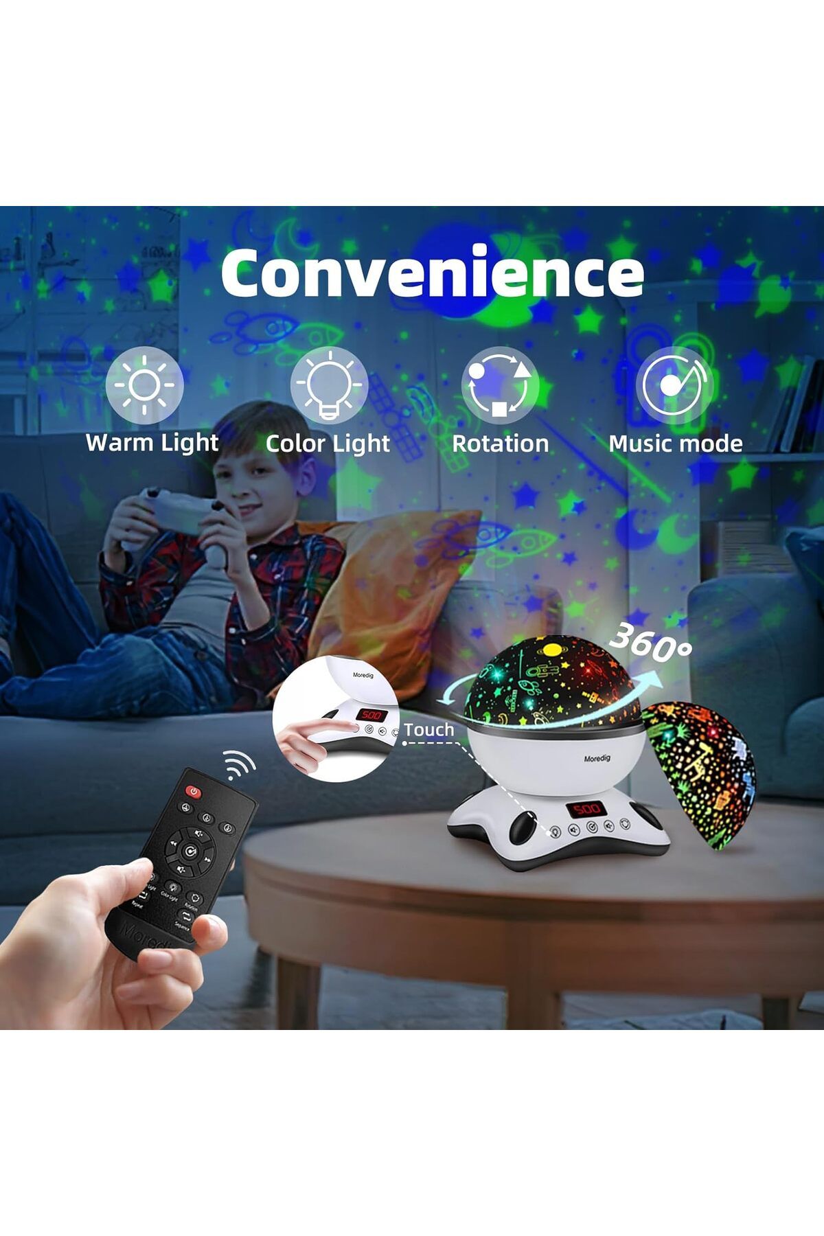 Genetic-Moredig Baby Projector - 8 Lighting Night Lamp with 12 Music and Timer 7