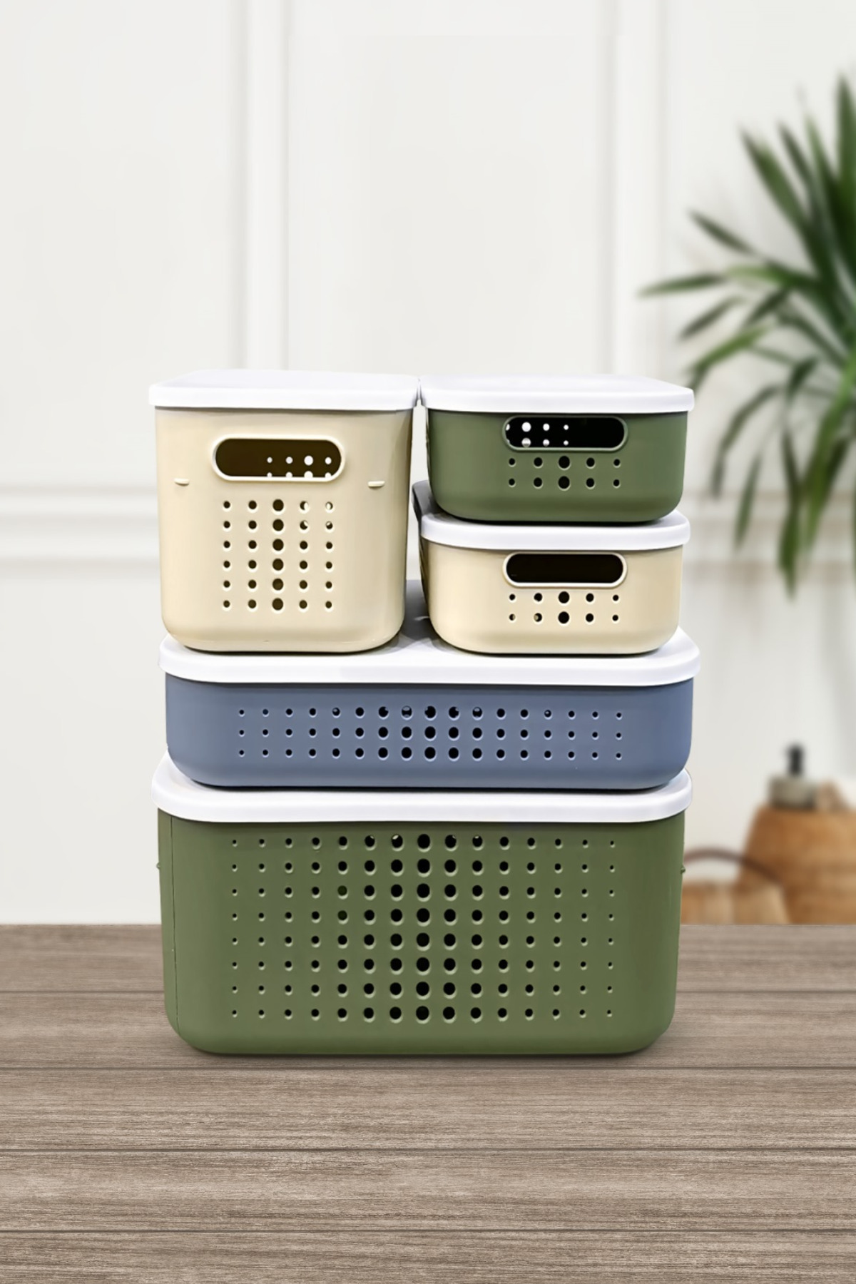 Bubble 5-Piece Assortment Cabinet Organizer Storage Basket with Lid Socks Clothing Organizer 5pcs-set