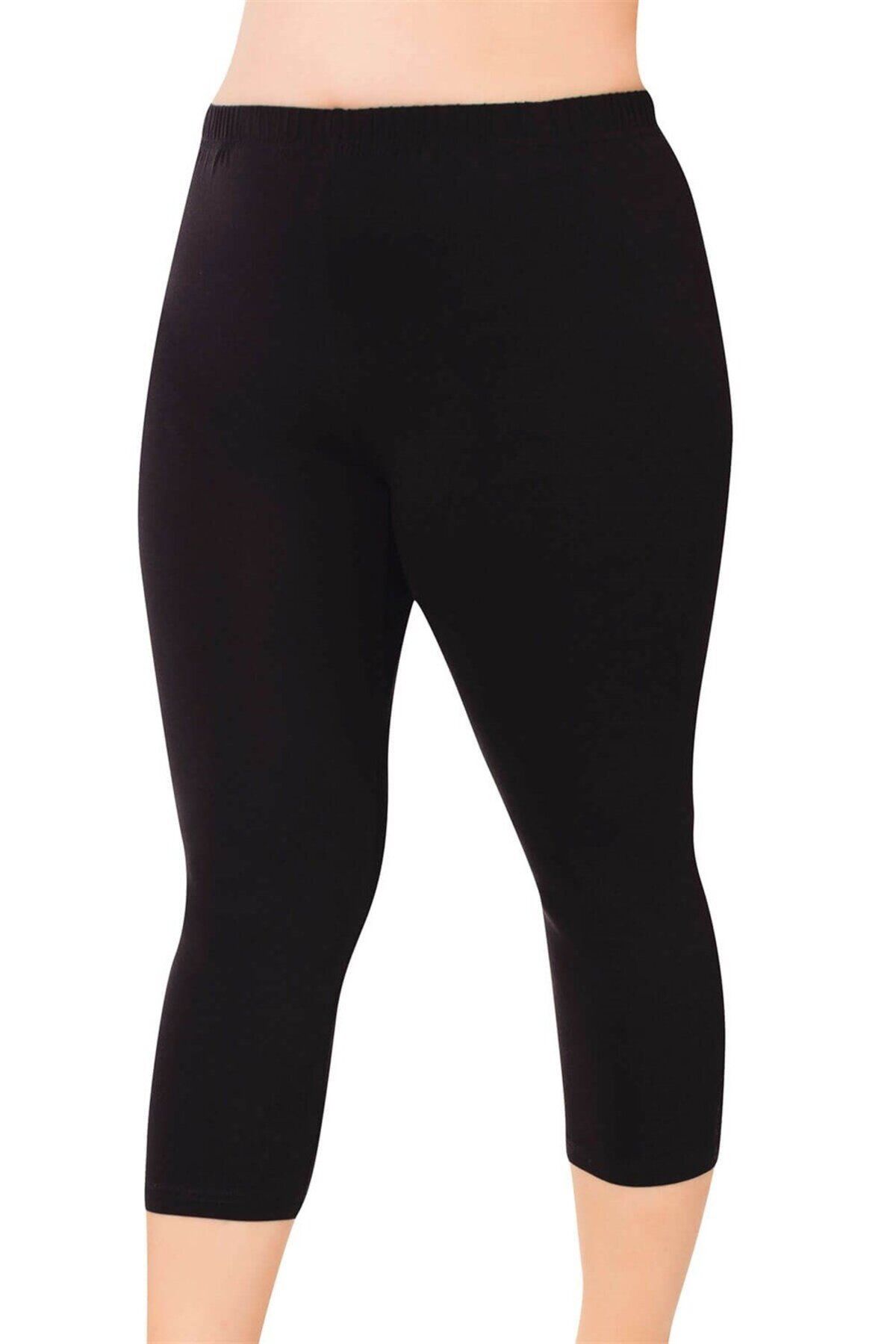 DONEX-Plus Size Below the Knee Length Cotton Fabric Elastic Waist Women's Leggings 5