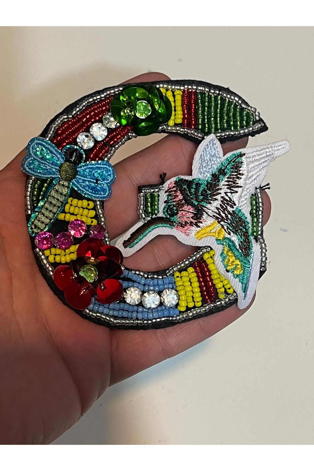 Gönülden Tasarım 9x9 Cm Pul Payetli Nakış Işlemeli G Harfi Aplik Yama Arma Aksesuar