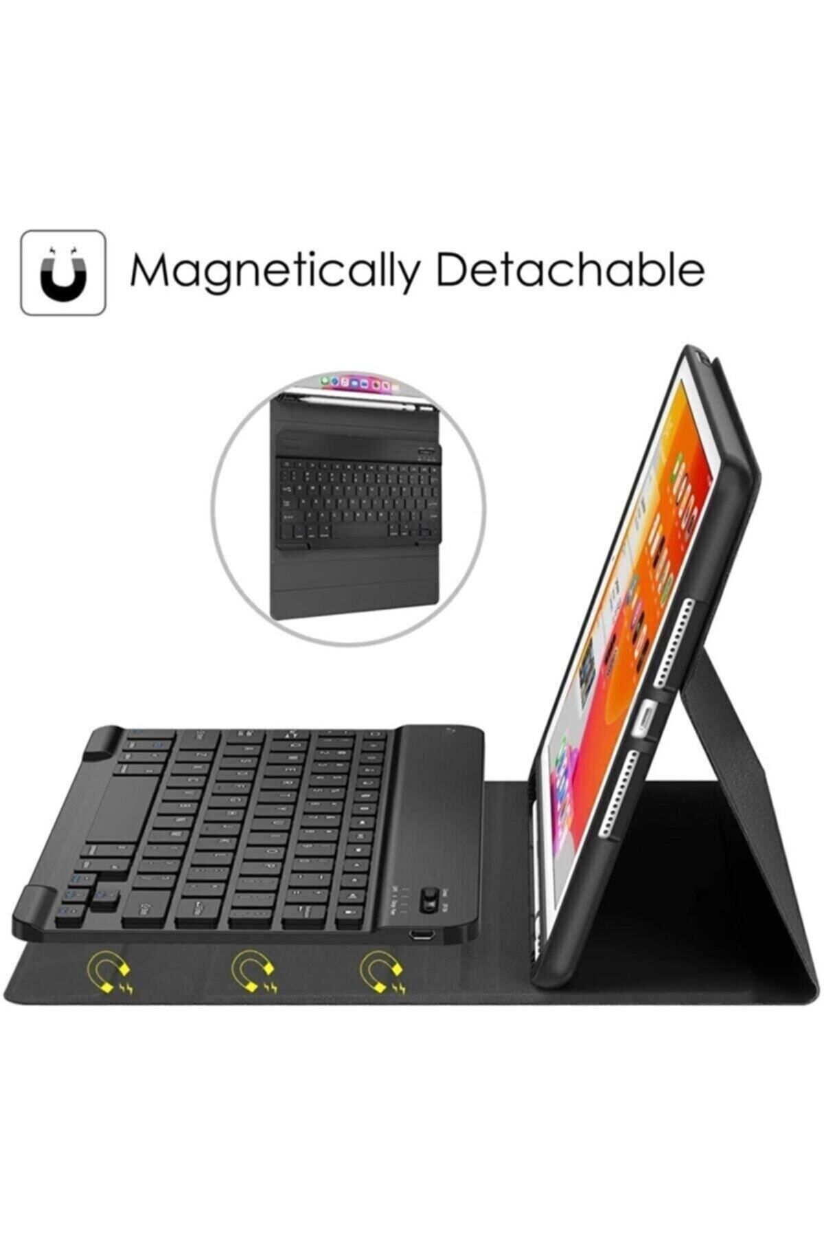 UnDePlus-Apple Ipad 5th Generation 9.7" Case 2017 A1822 A1823 Wireless Turkish Keyboard Case Mobax 5