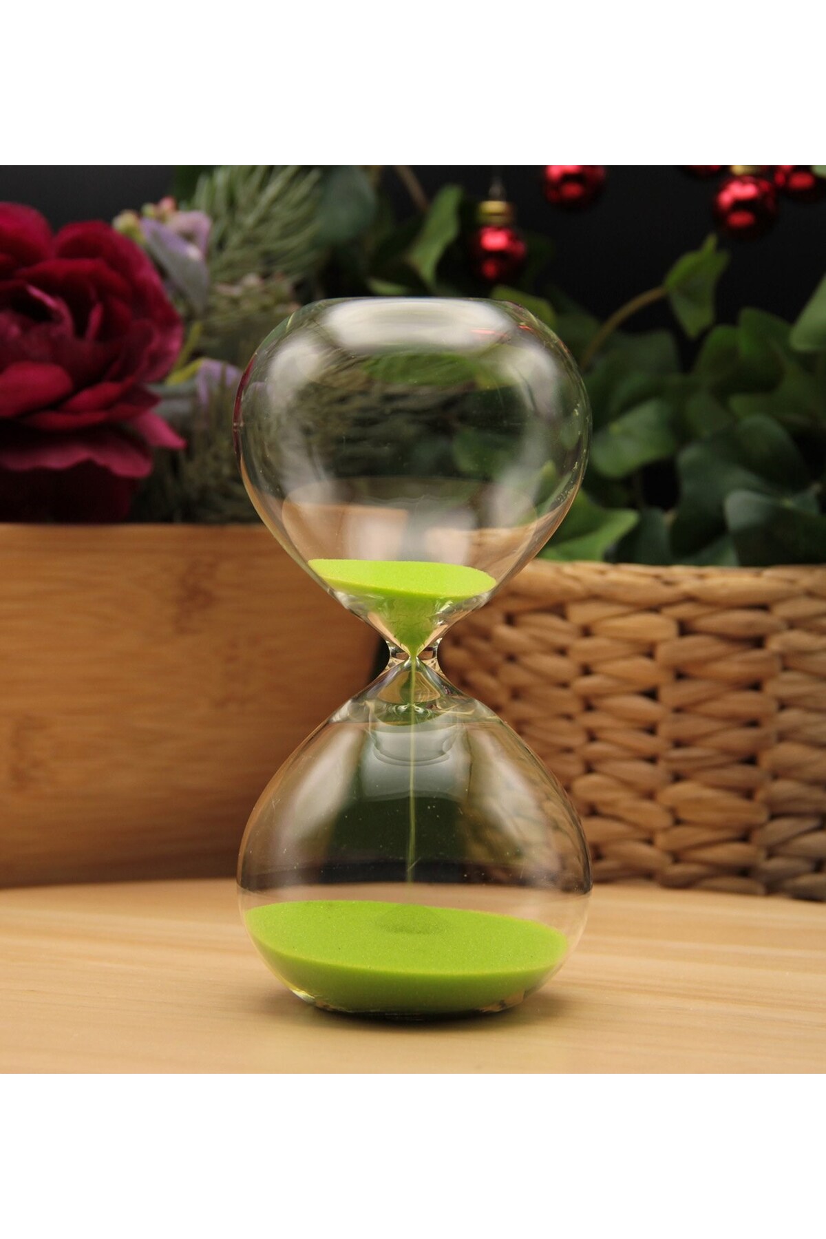 HEDİYEBİZİZ Cam Kum Saati 15 Dakika - YEŞİL
