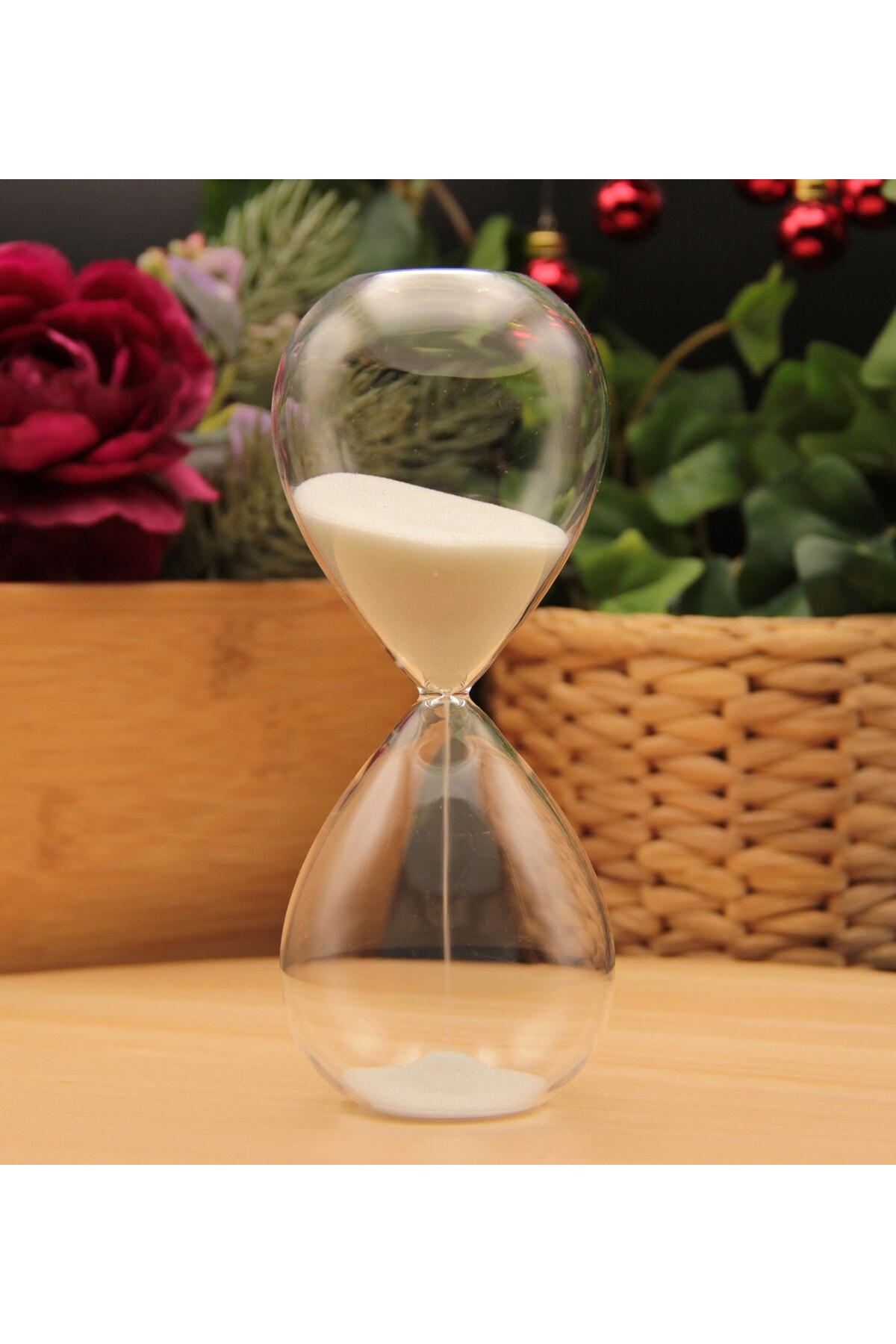 HEDİYEBİZİZ Cam Kum Saati 10 Dakika - BEYAZ