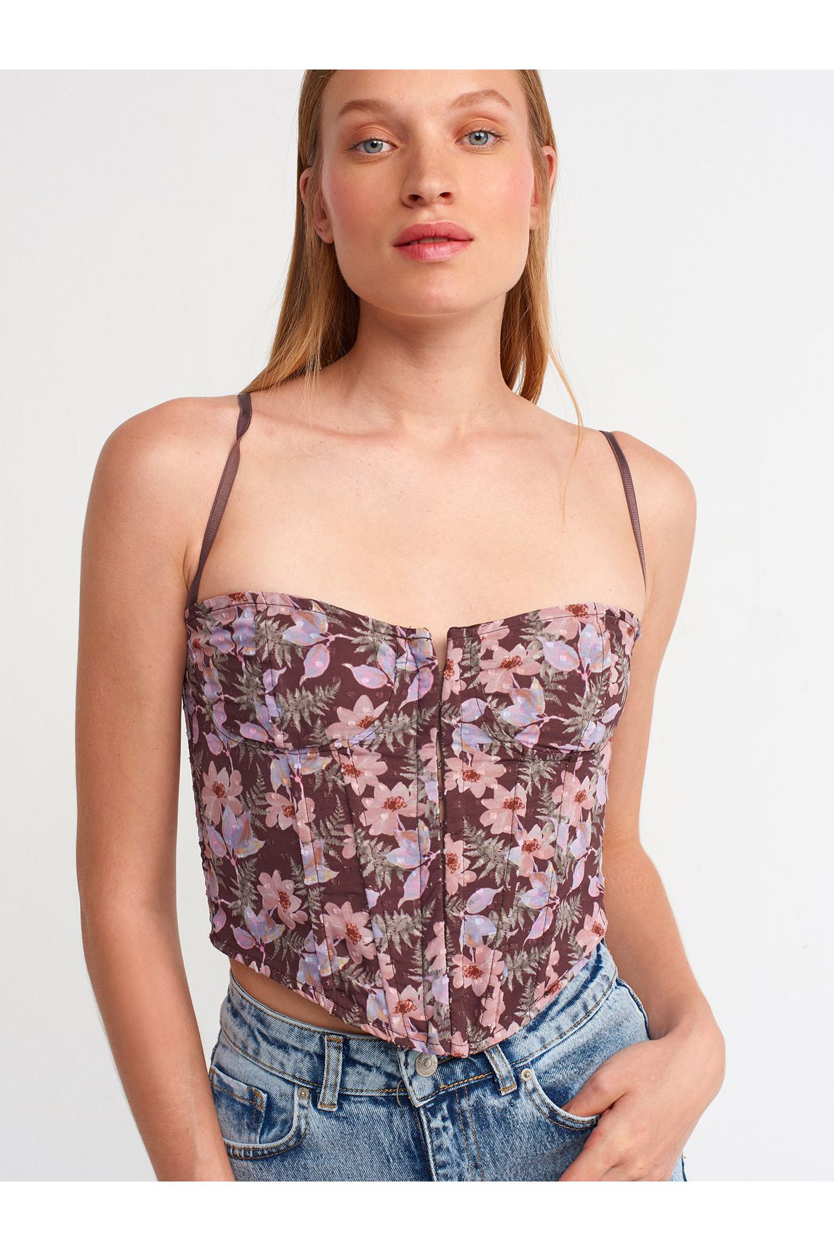 Don't Look Back Beige Floral Print Off The Shoulder Corset Blouse