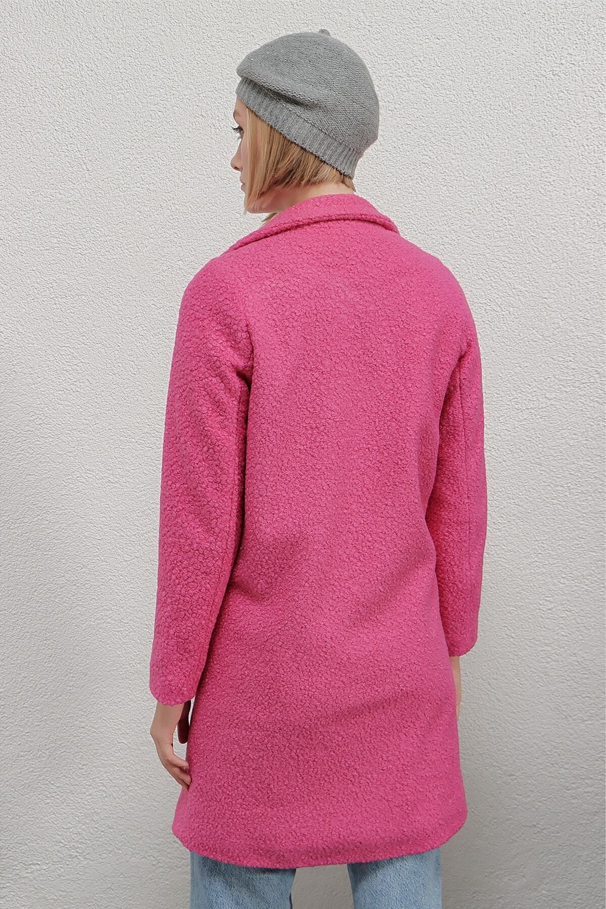 Dark pink wool coat online