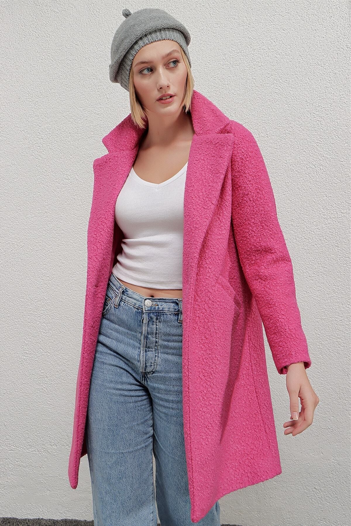 Dark pink top teddy coat