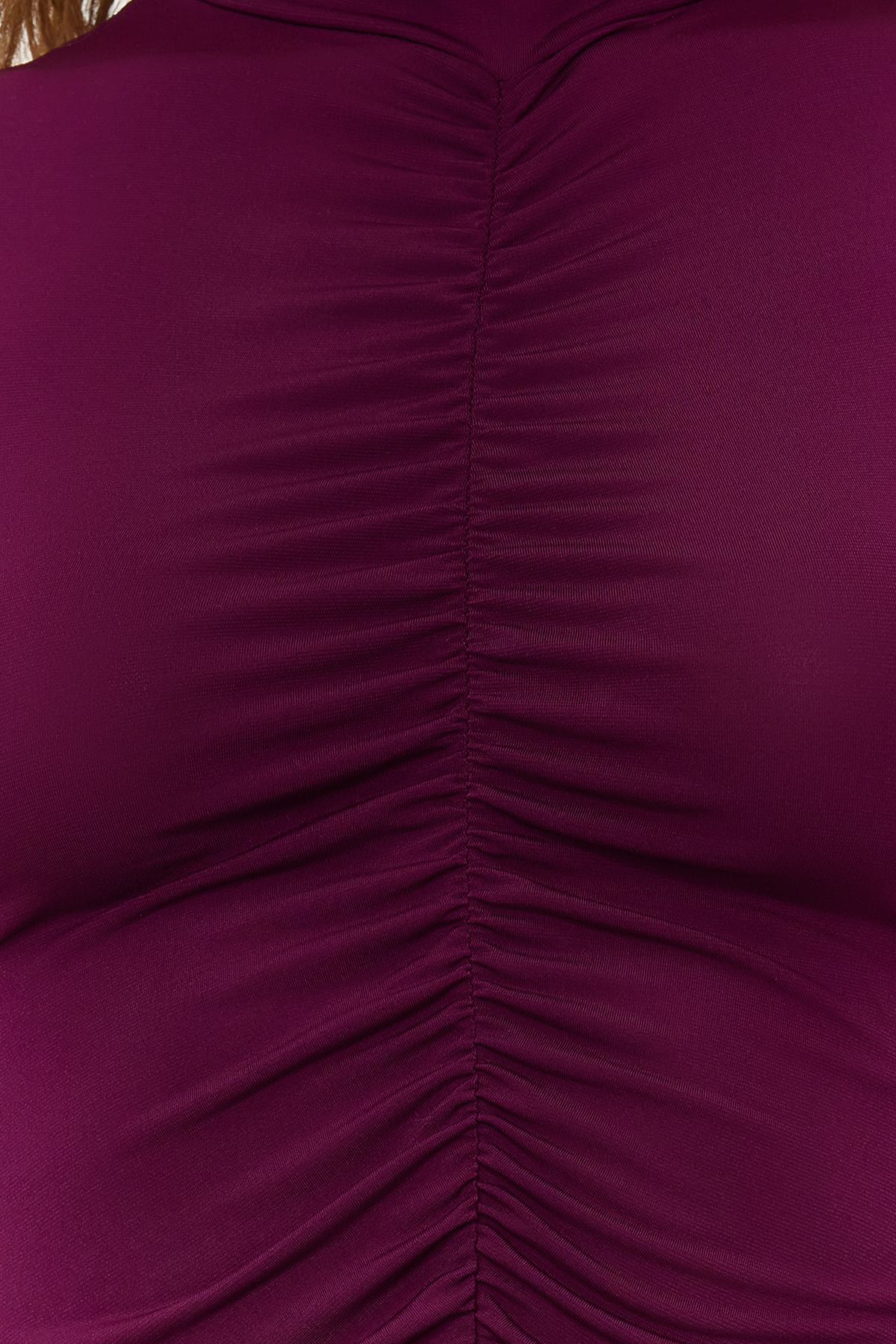Trendyol Collection Plum Knitted Bodysuit with Pleated Detail and Flexible  Snap Fasteners TWOSS23BD00006 - Trendyol