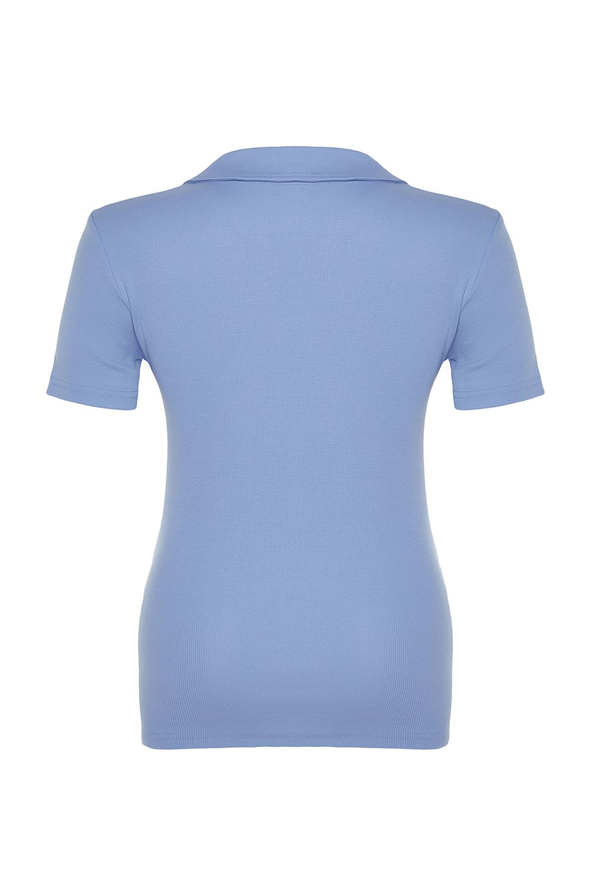 Trendyol Curve-Modrá pletená blúzka Polo Neck sediaca na tele TBBSS22BZ0750 7