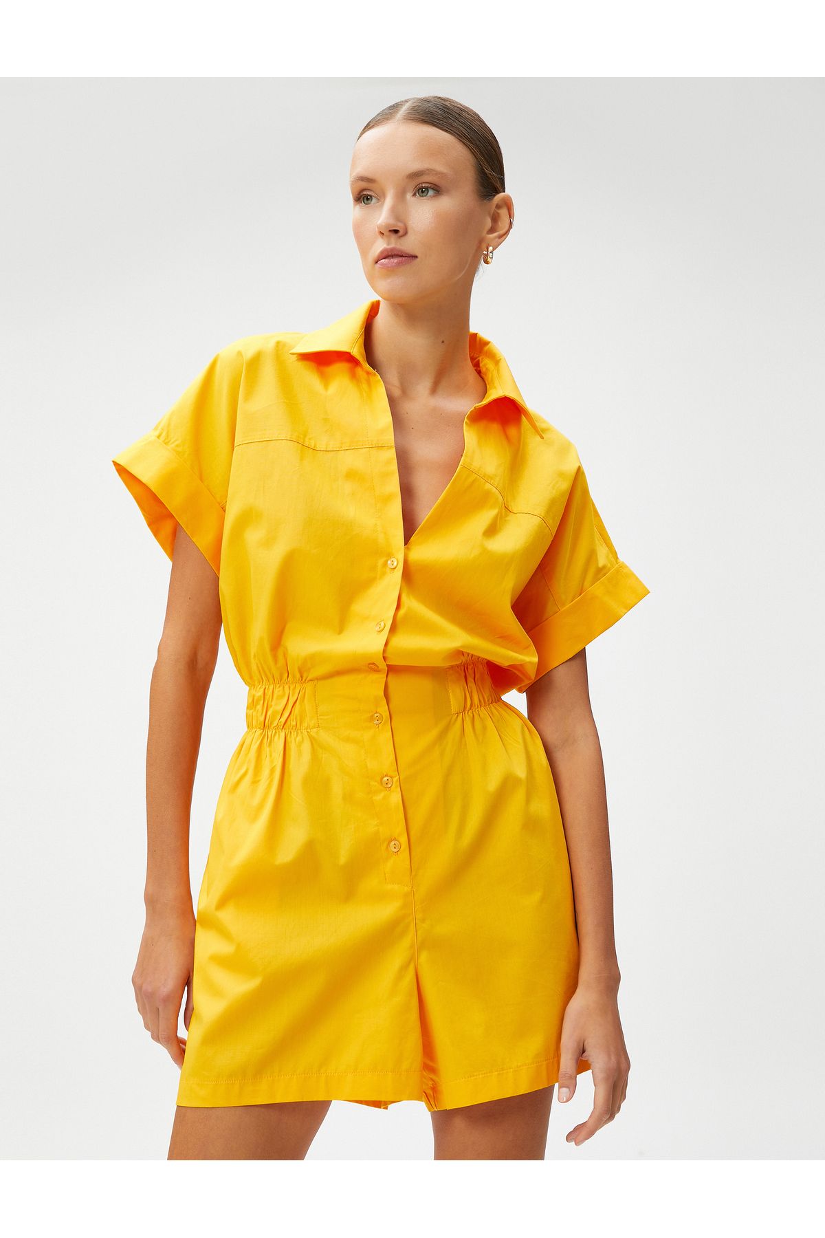 Yellow short shop sleeve jumpsuit