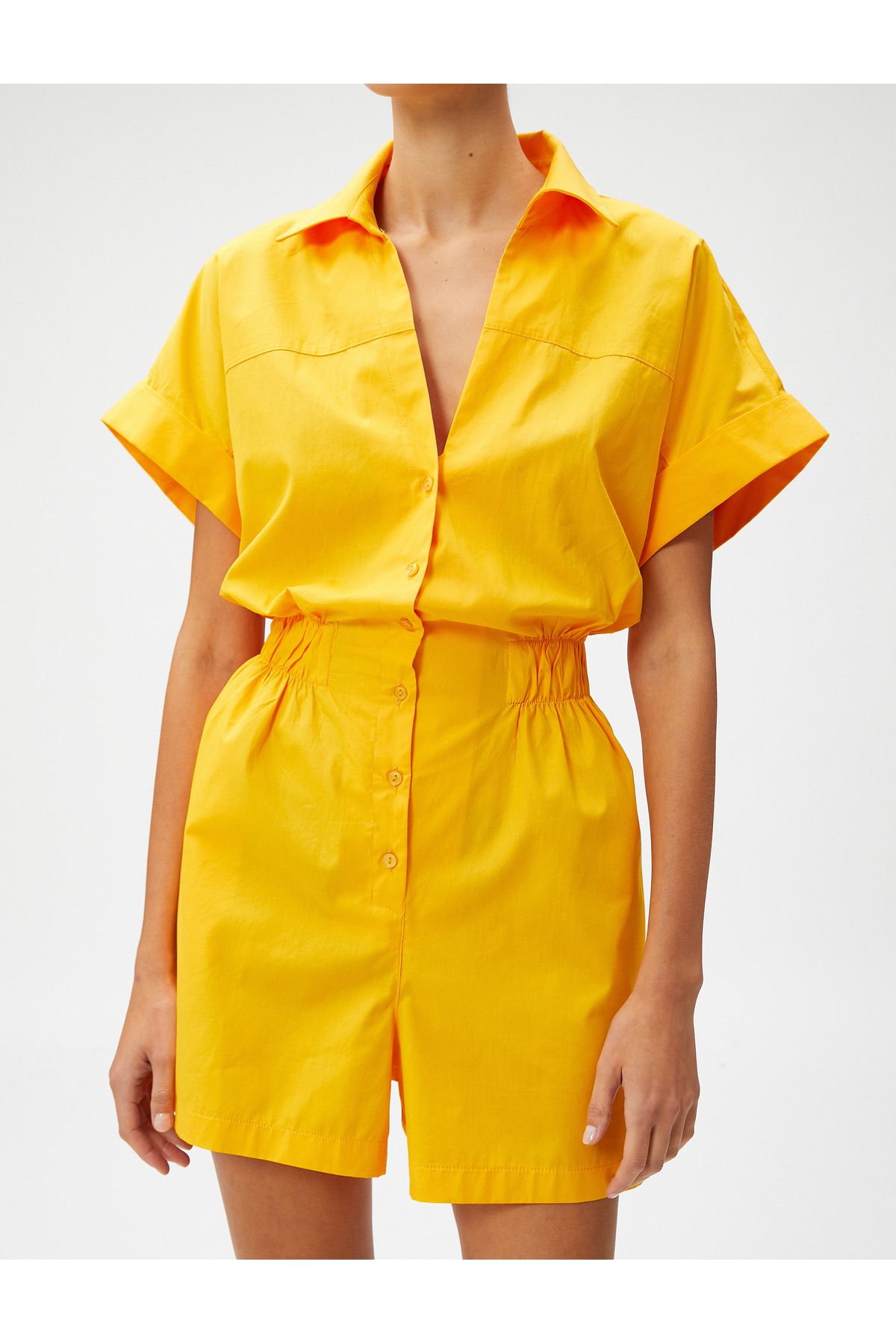 Yellow short sleeve jumpsuit 2025