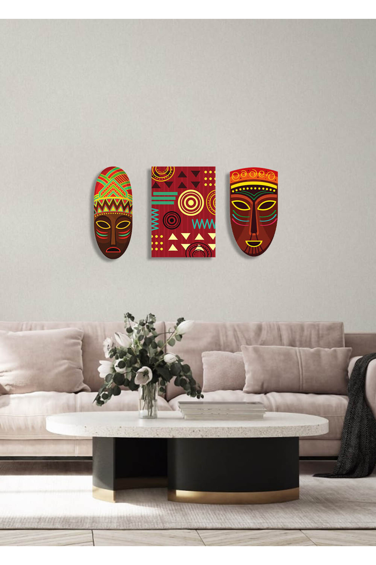 3'lü Afro maske tablo