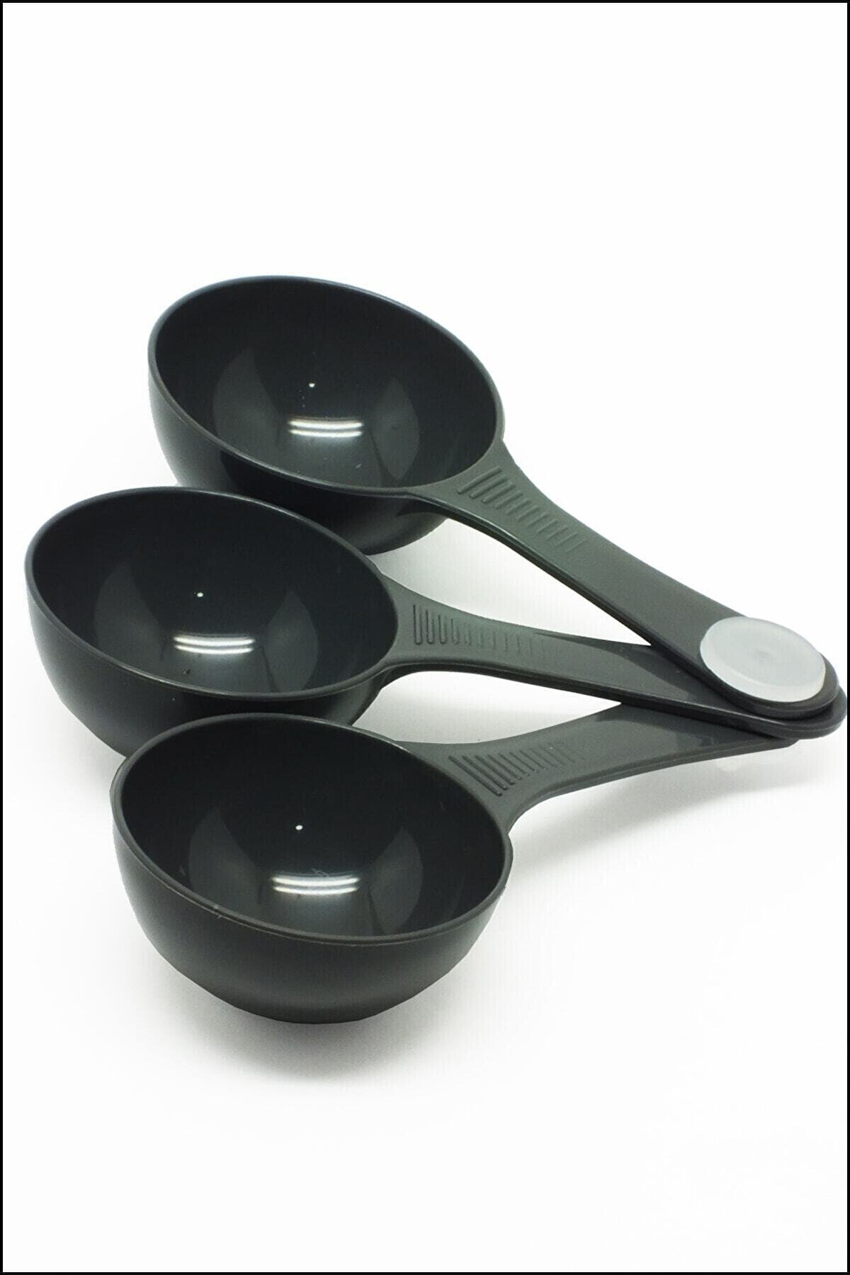 Multi-Purpose Coffee Spice Detergent Measuring Spoon Set of 3 (Black)