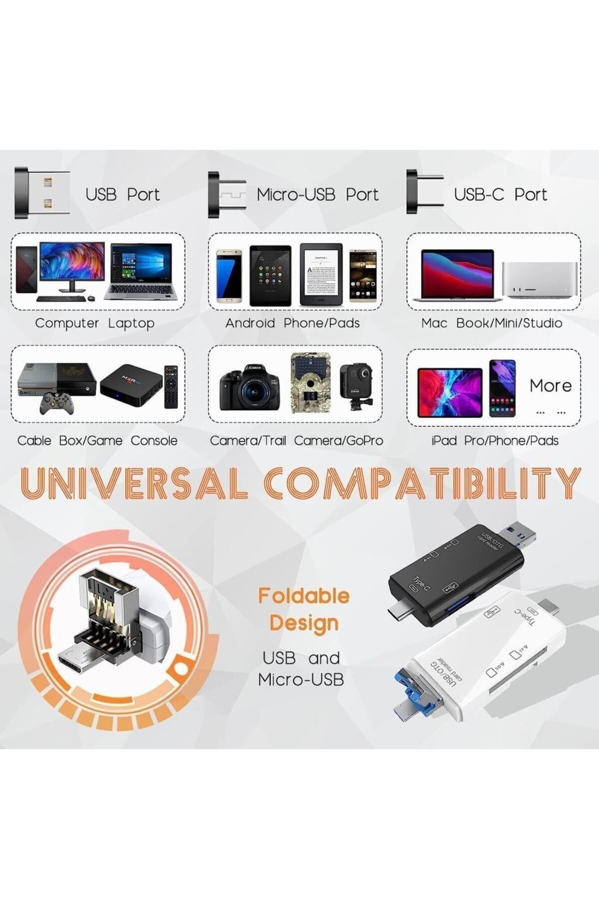 6 In 1 Kart Okuyucu Adaptör Usb-otg Hub Type-c Yd-40 - 6