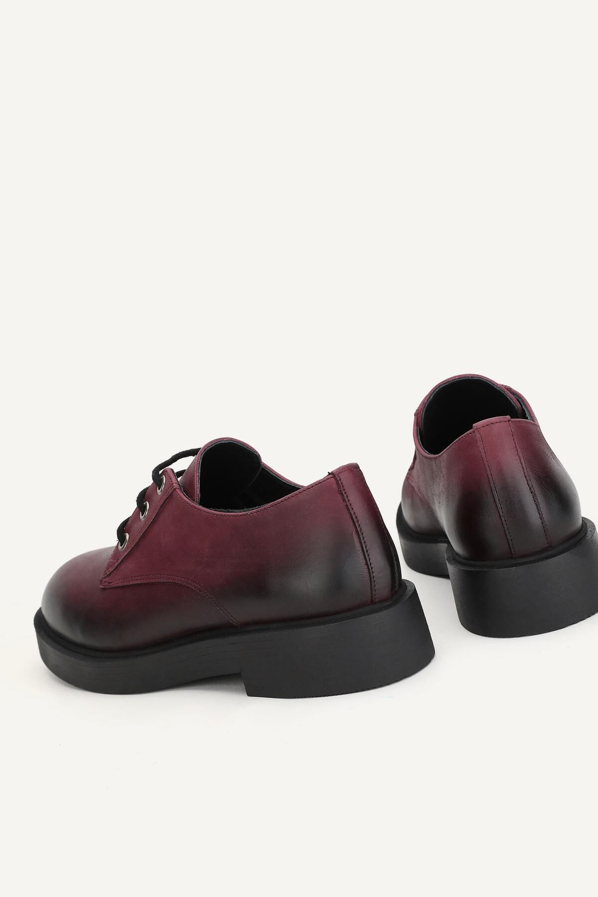 TUNAELLİ کفش زنانه CLARET RED چرم طبیعی آکسفورد شماره 36-41