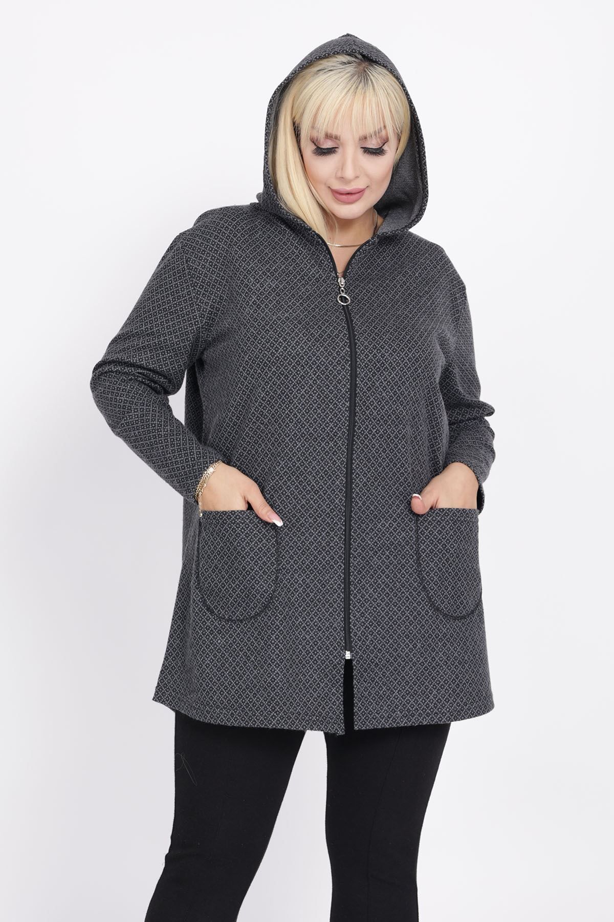 Plus size hooded cardigan outlet with pockets